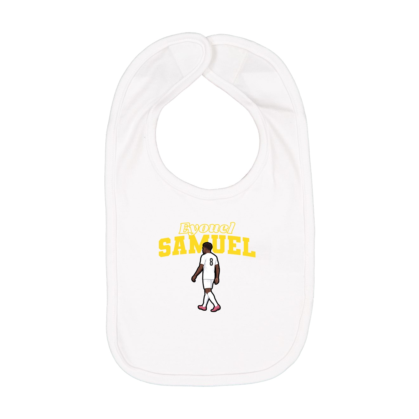 Infant Bib — Name Arch in White