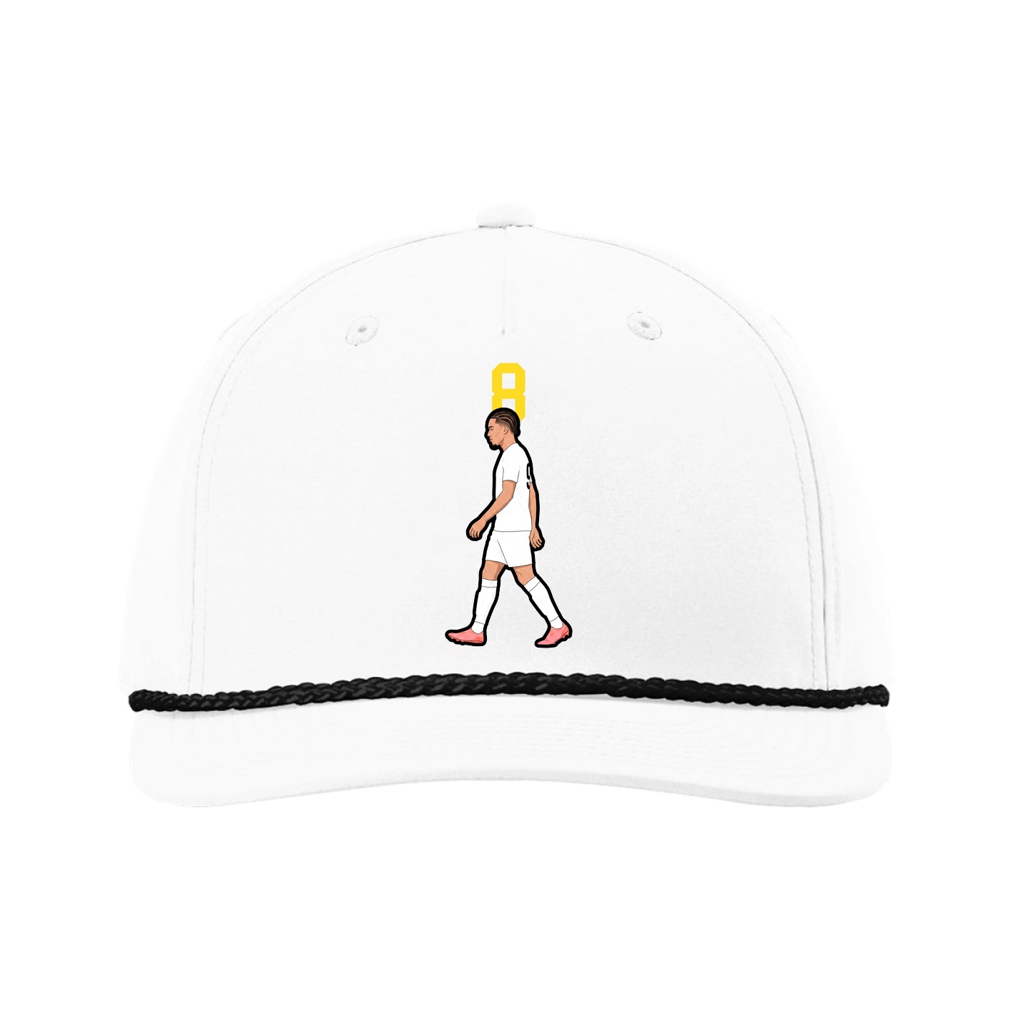 Five-Panel Classic Rope Cap — Number Top in White
