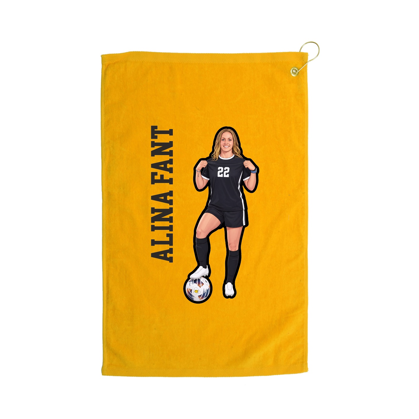 Golf Towel — Name Vertical in Gold