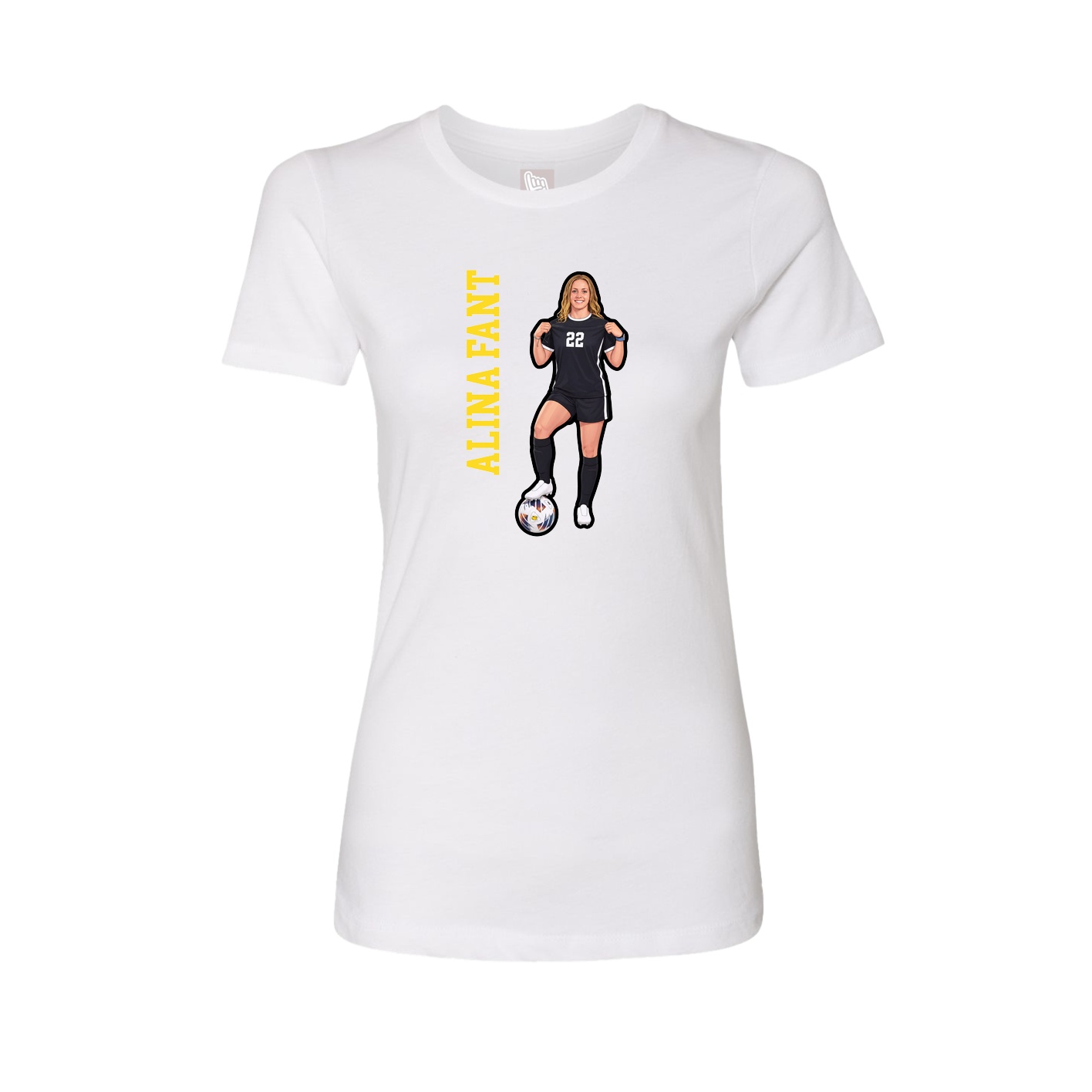 Fitted Women's Tee — Name Vertical in White