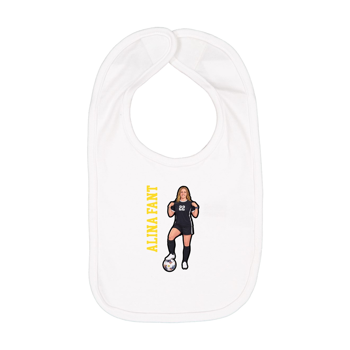 Infant Bib — Name Vertical in White