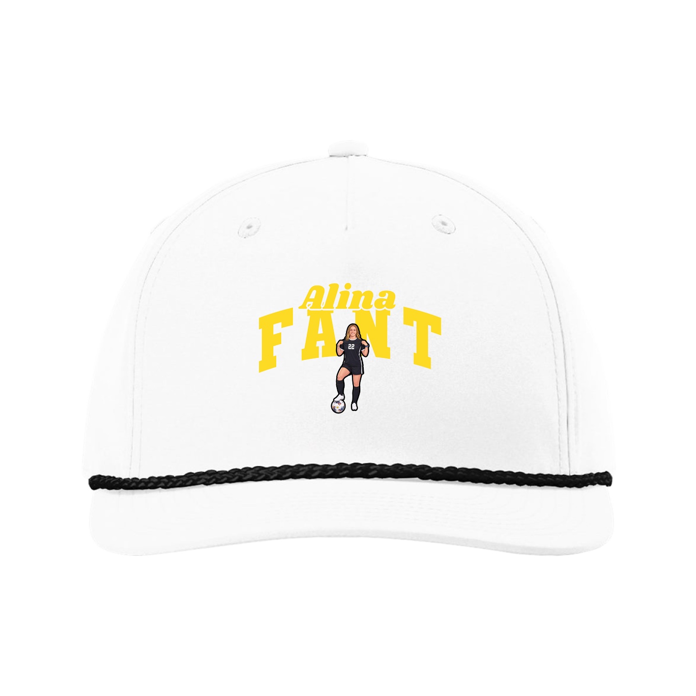Five-Panel Classic Rope Cap — Signature Arch in White