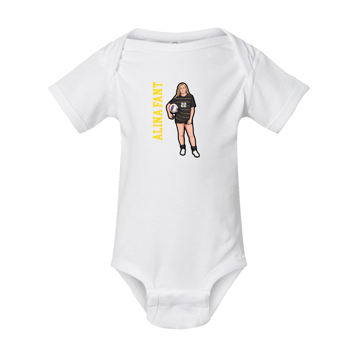 Baby Onesie — Name Vertical in White