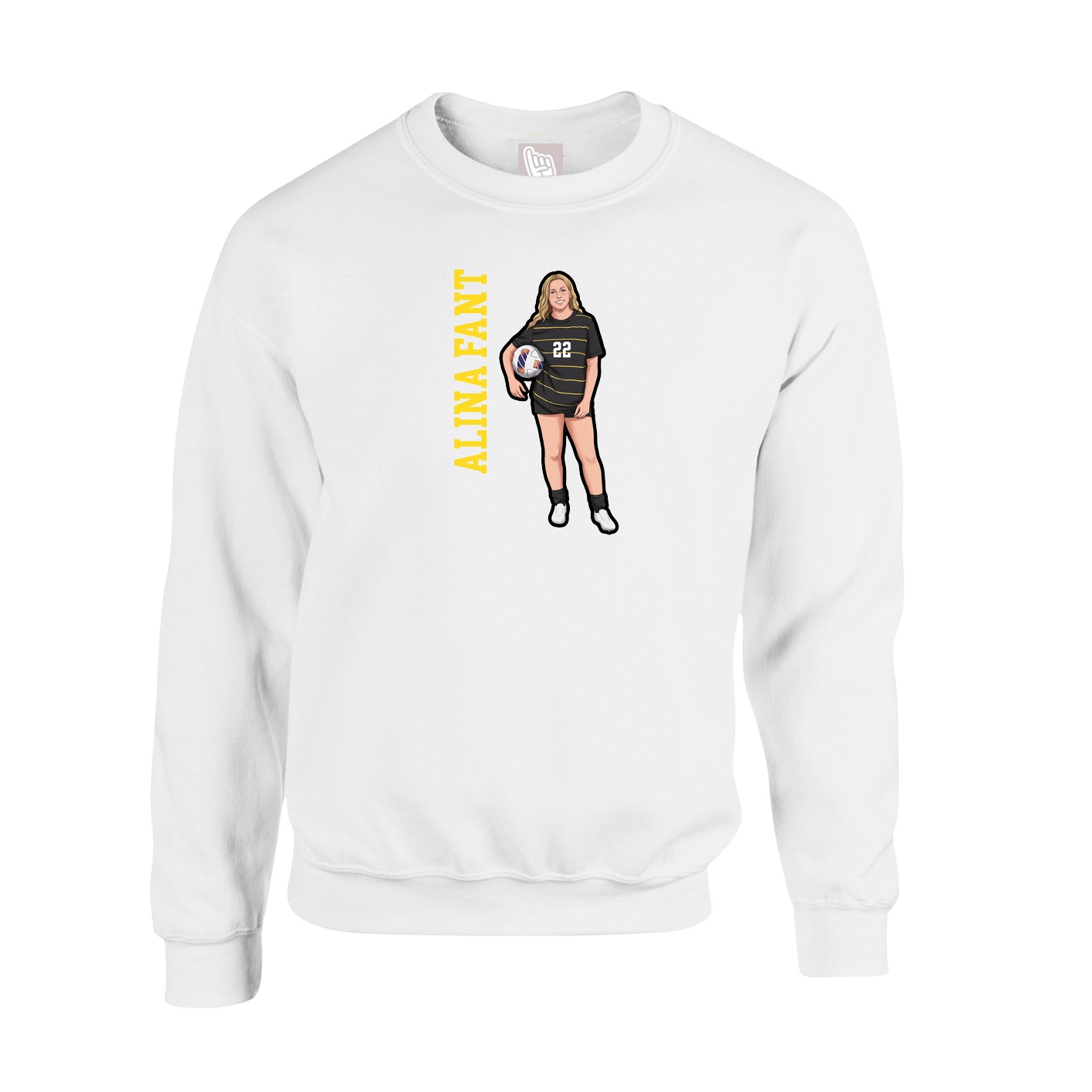 Fleece Crew — Name Vertical in White
