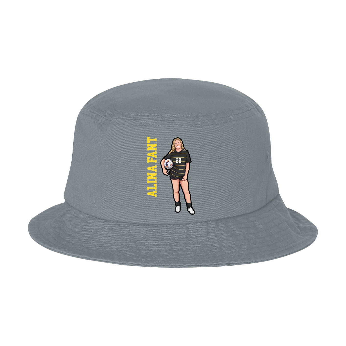 Bucket Cap — Name Vertical in Grey