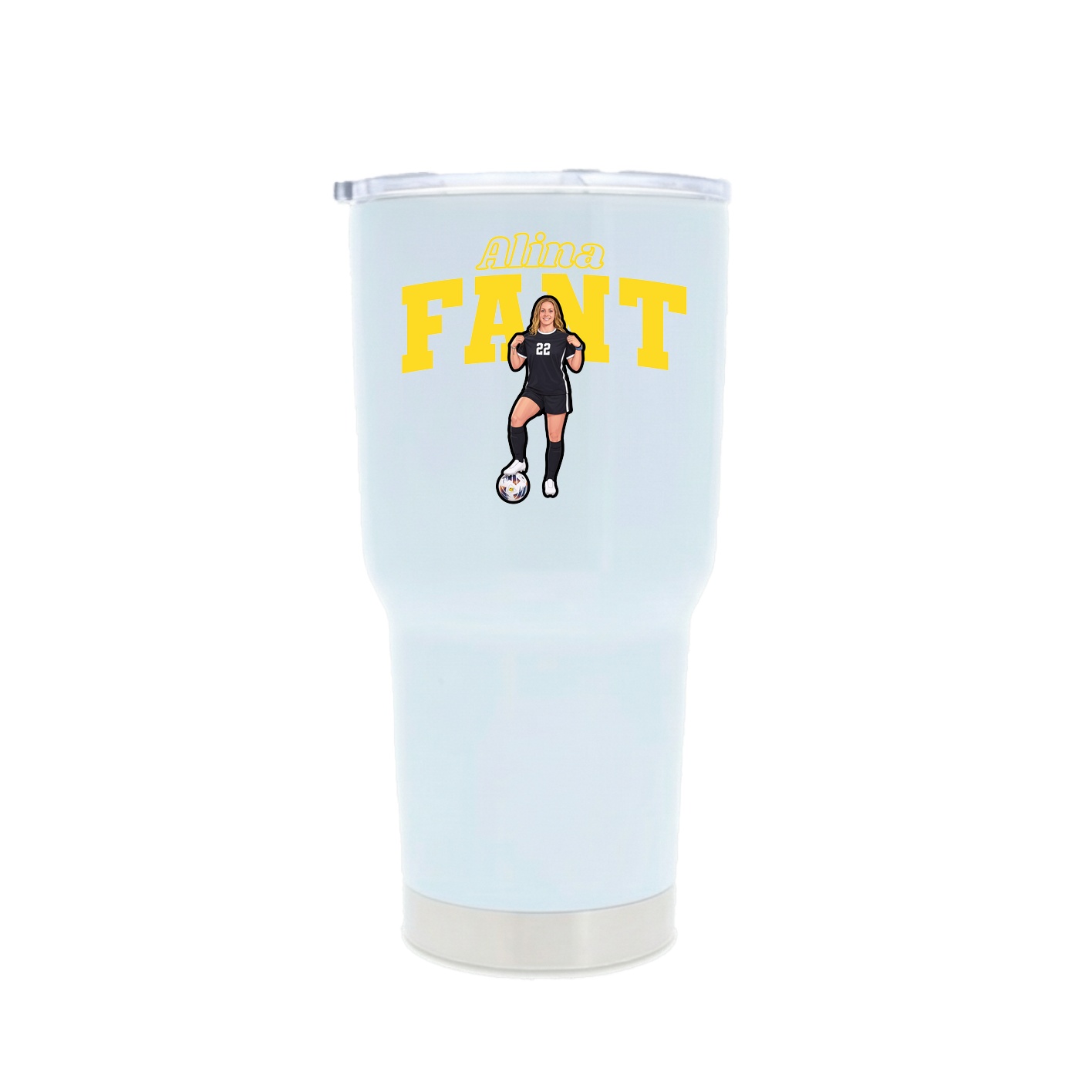 30oz Stainless Steel Tumbler — Name Arch in White
