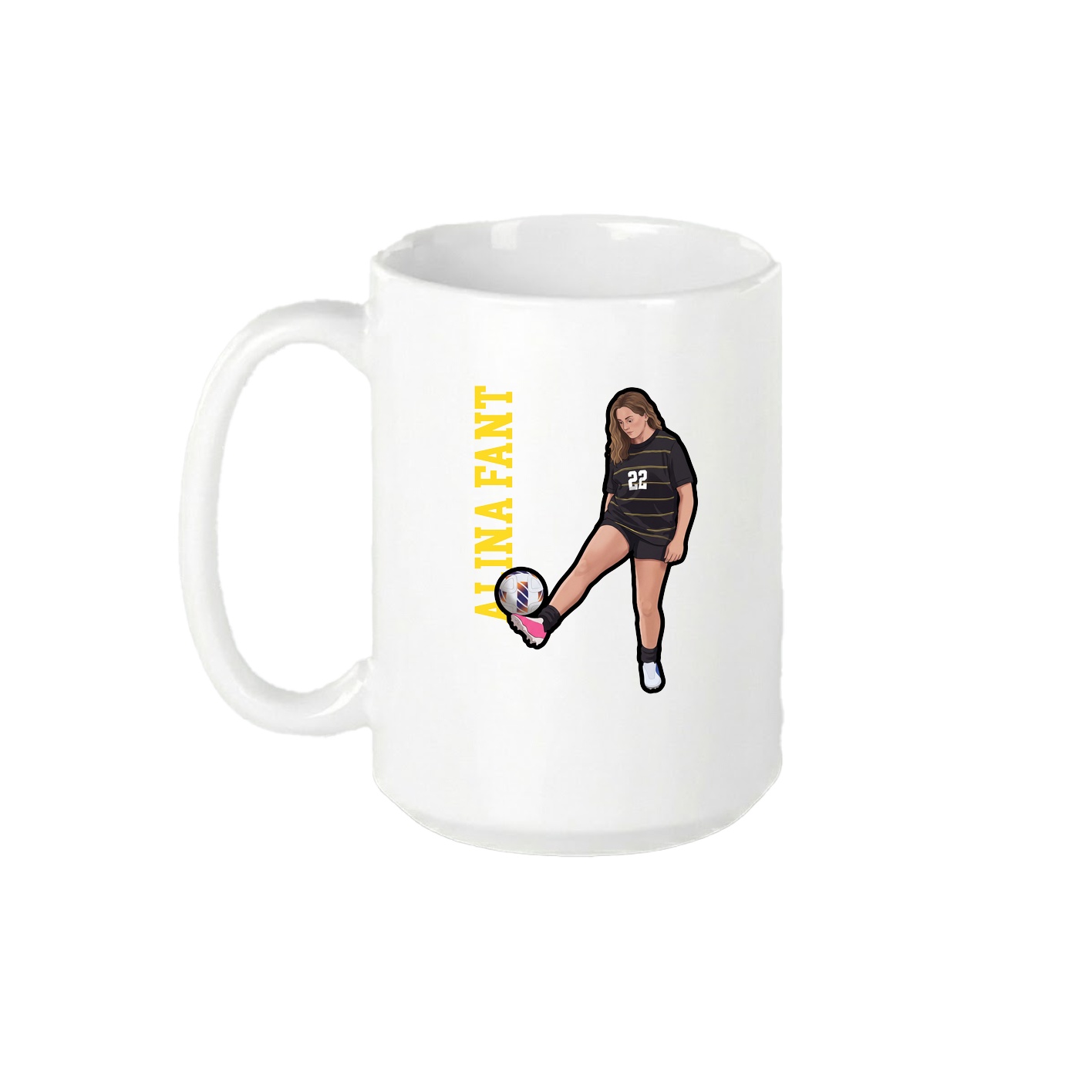 15oz Coffee Mug — Name Vertical in White