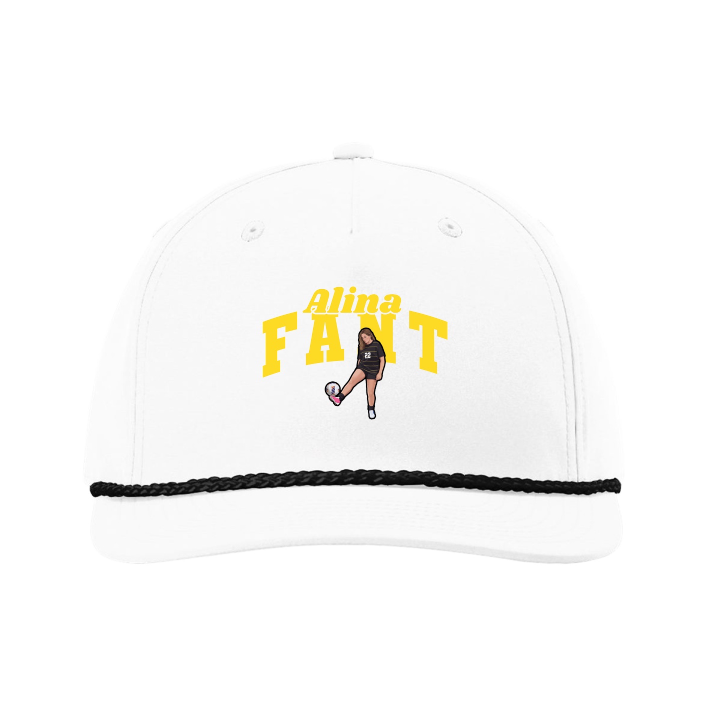 Five-Panel Classic Rope Cap — Signature Arch in White