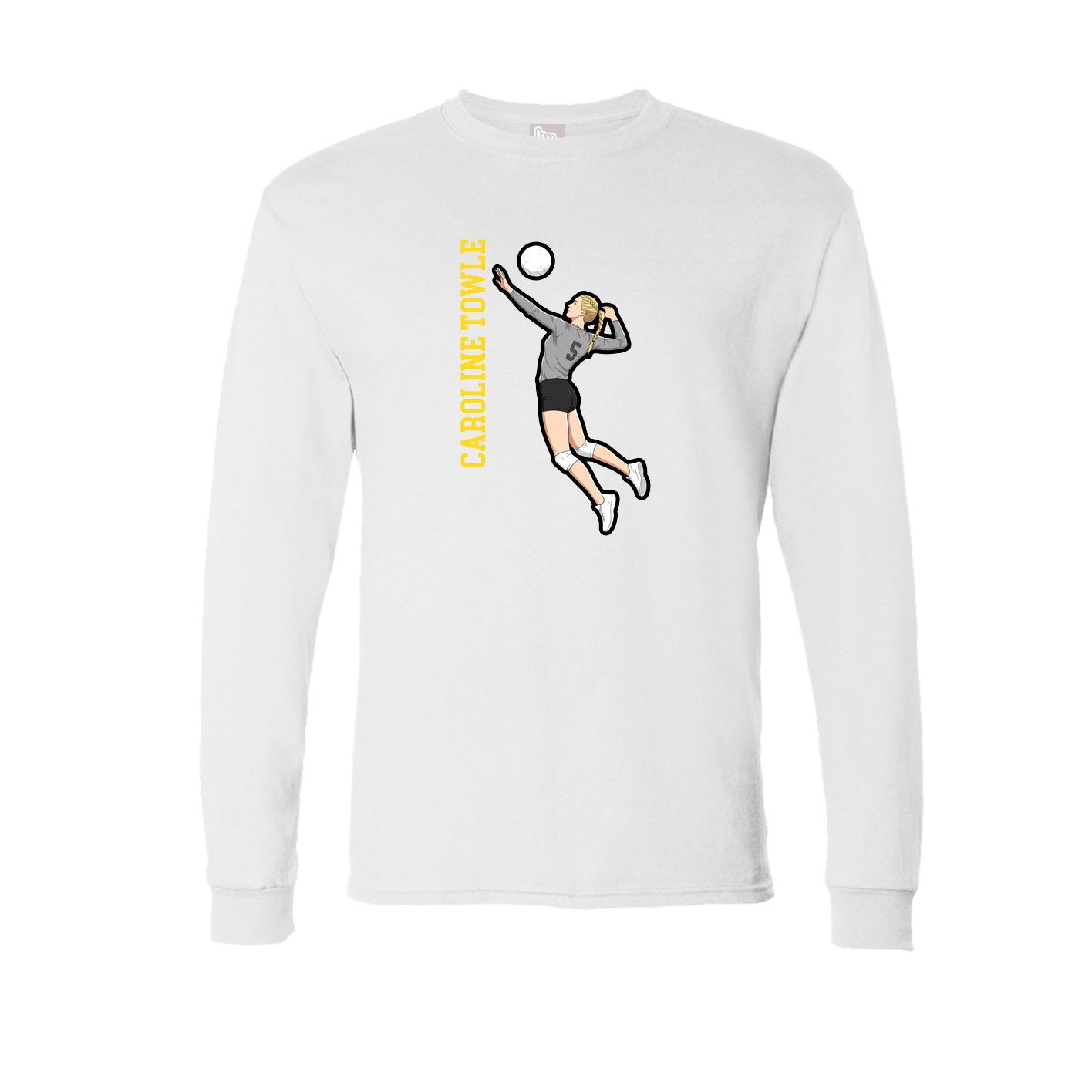 Long Sleeve Tee — Name Vertical in White