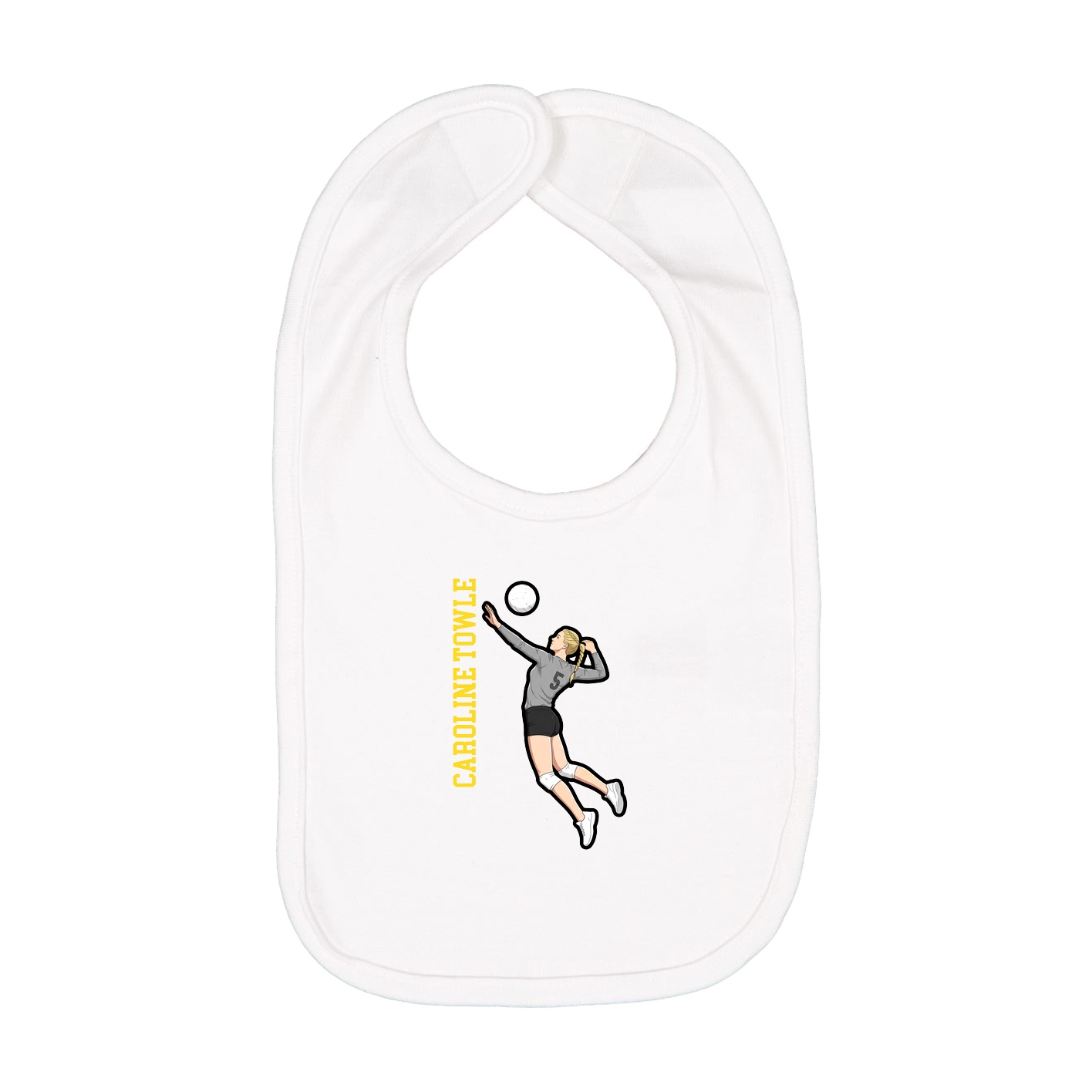 Infant Bib — Name Vertical in White