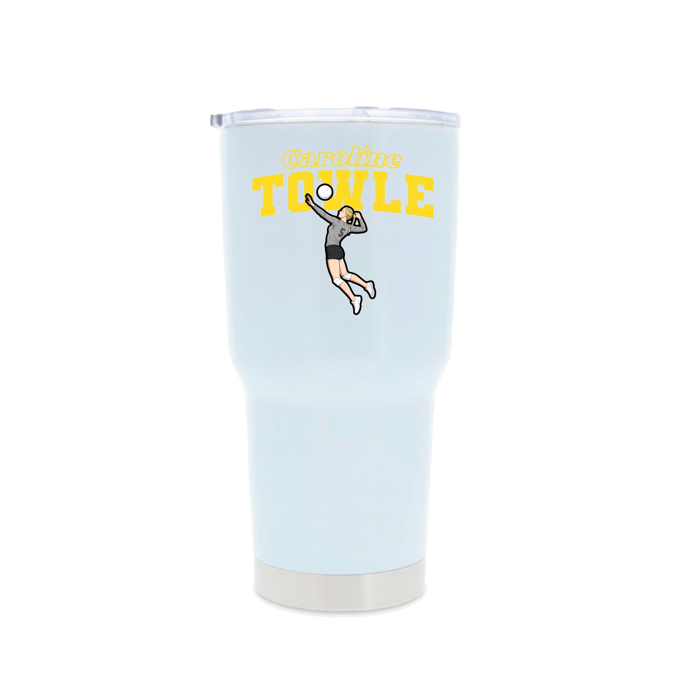 30oz Stainless Steel Tumbler — Name Arch in White