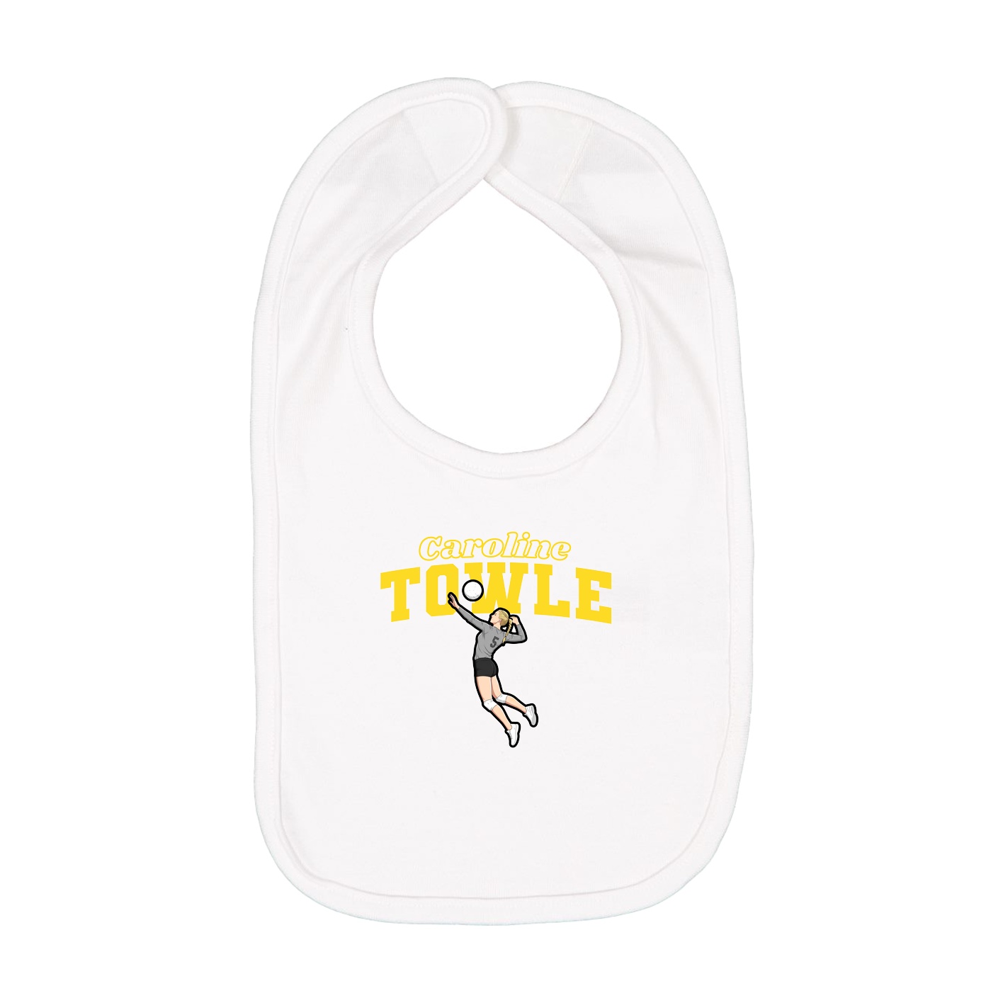 Infant Bib — Name Arch in White