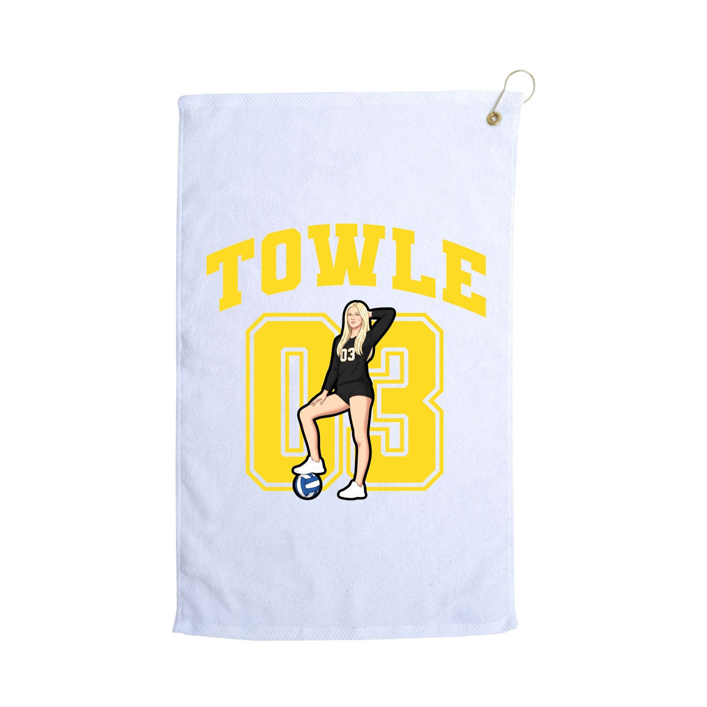 Golf Towel — Number in White