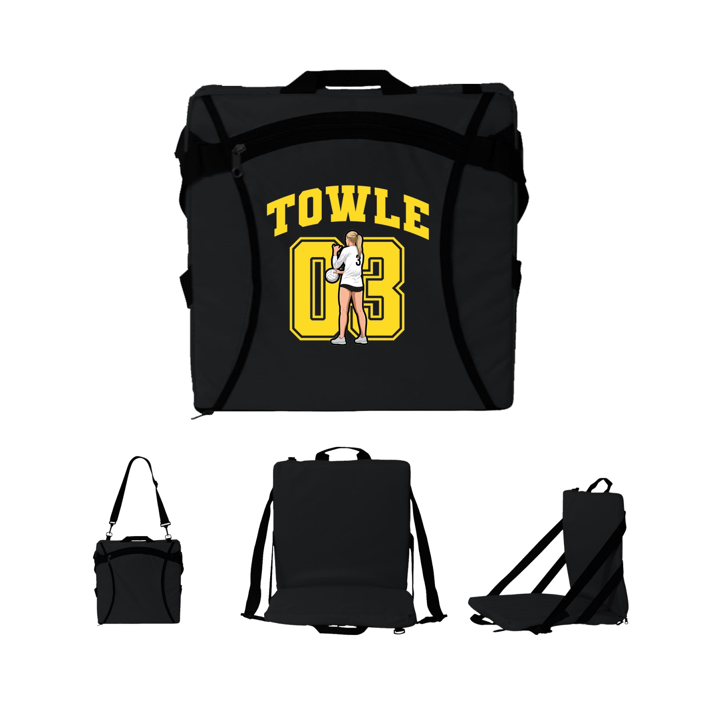 Folding Stadium Seat — Number in Black