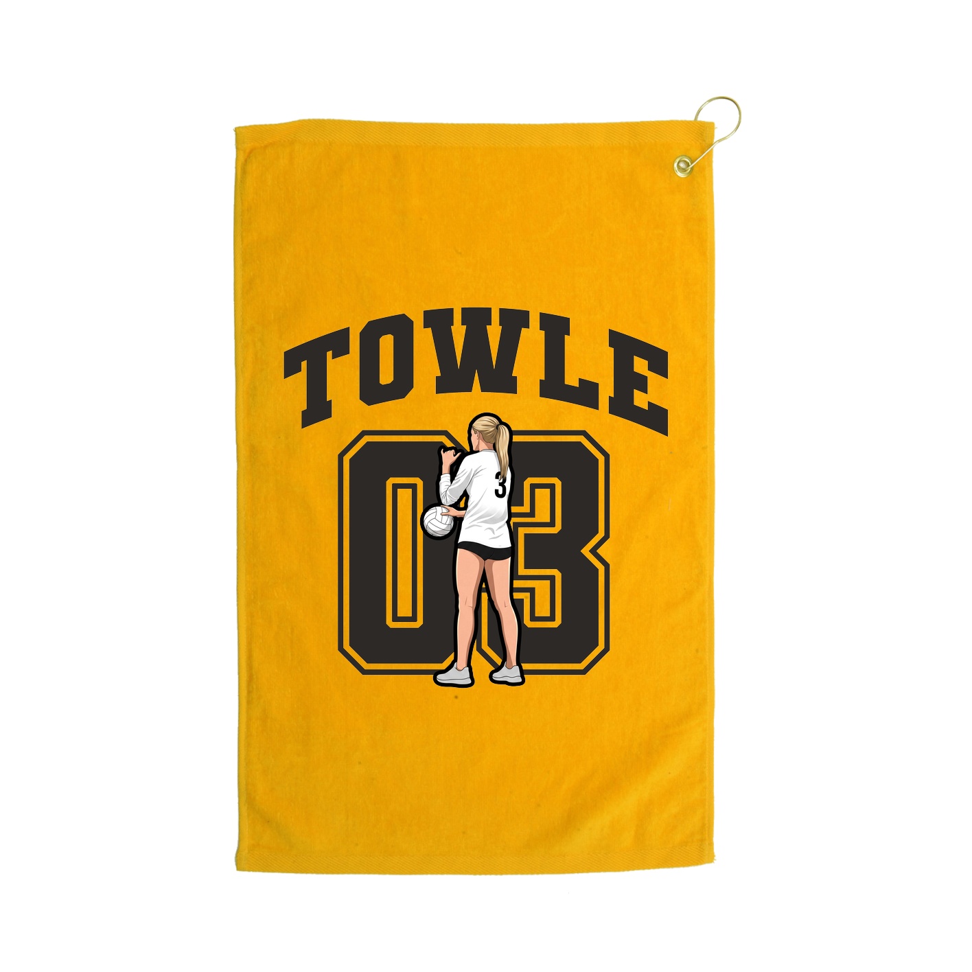 Golf Towel — Number in Gold