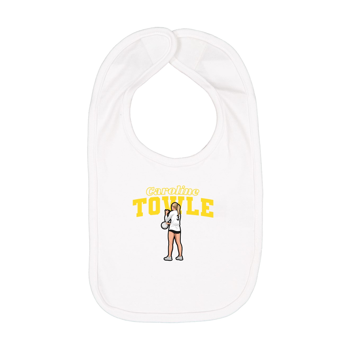 Infant Bib — Name Arch in White
