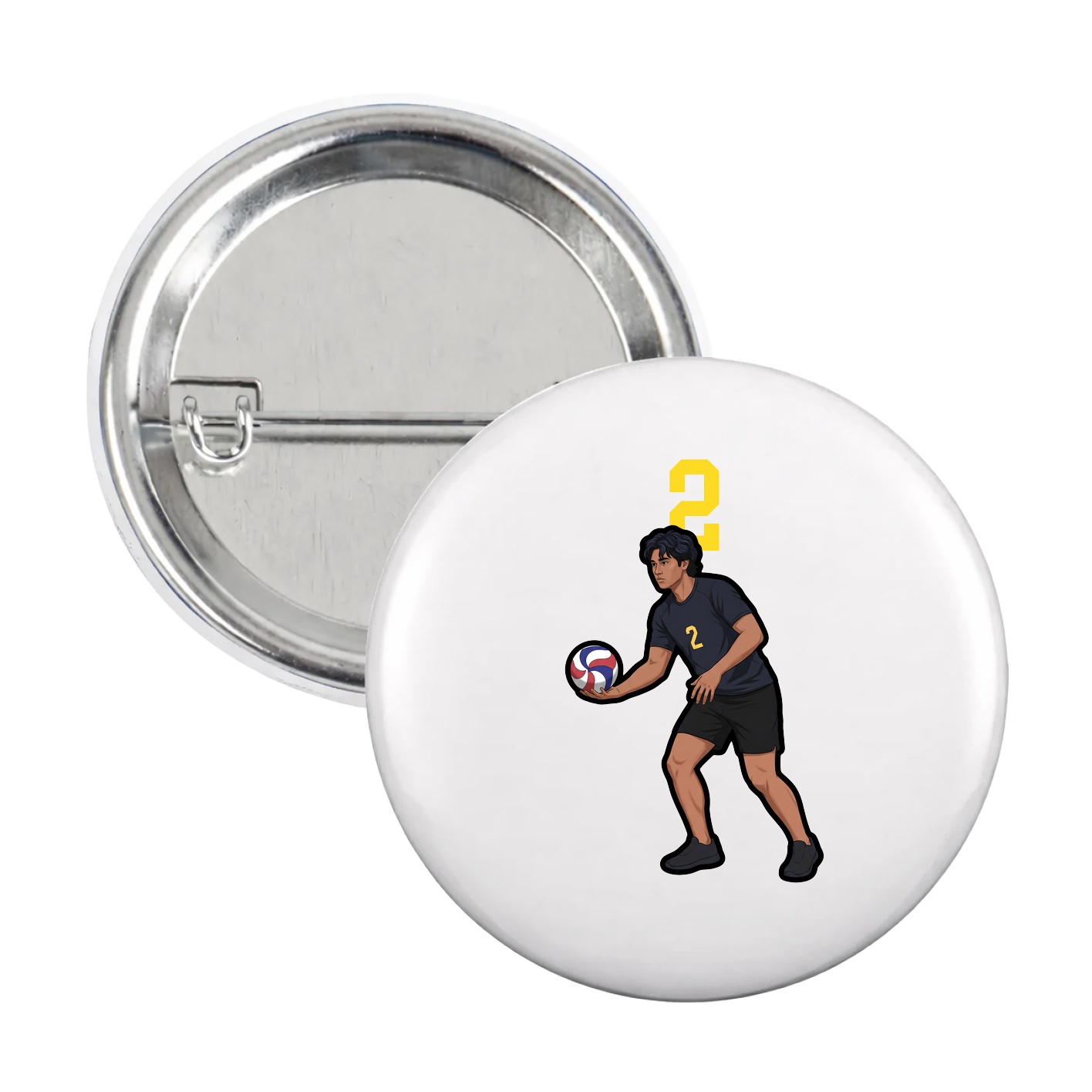 Game Day Button — Number Top in White