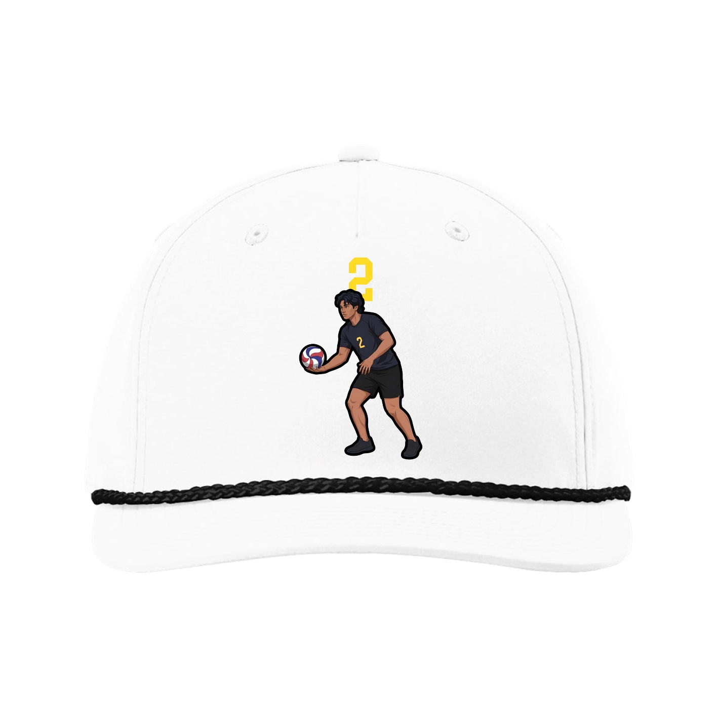 Five-Panel Classic Rope Cap — Number Top in White