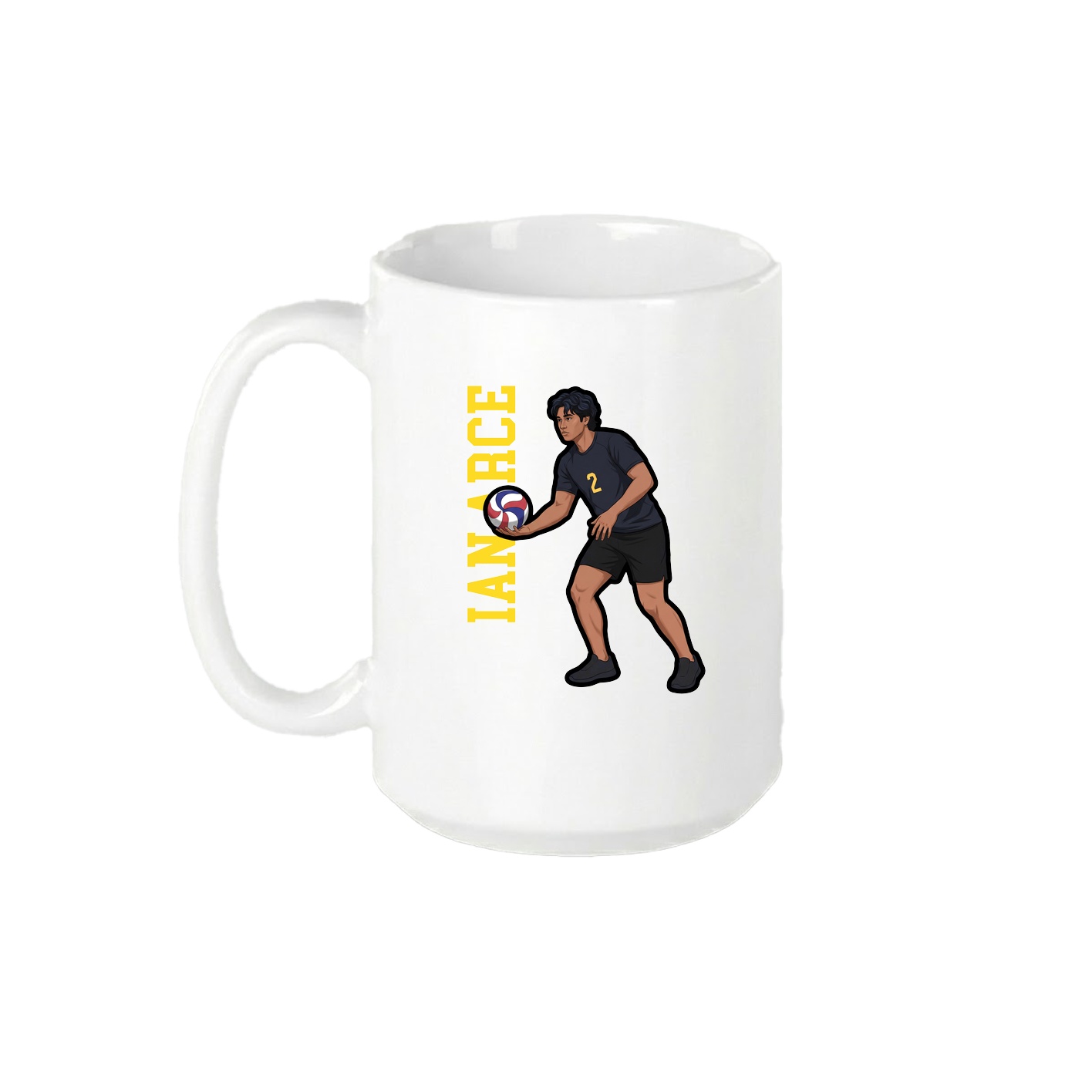 15oz Coffee Mug — Name Vertical in White