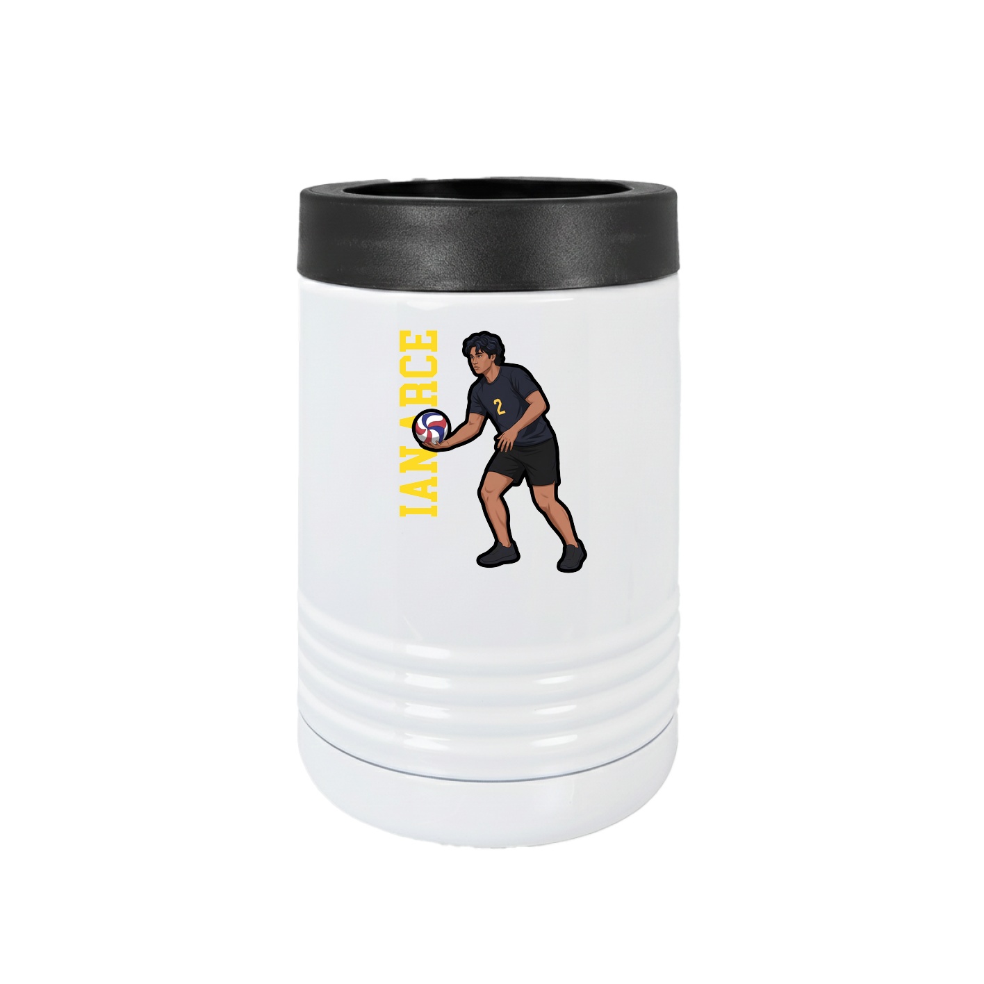 Beverage Holder — Name Vertical in White