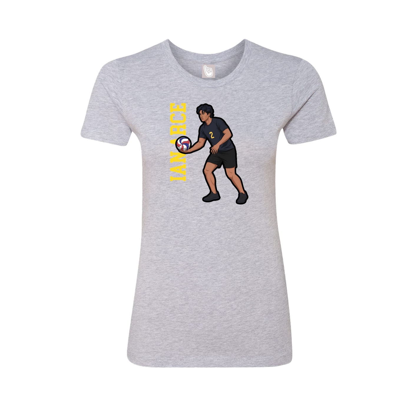 Fitted Women's Tee — Name Vertical in Grey
