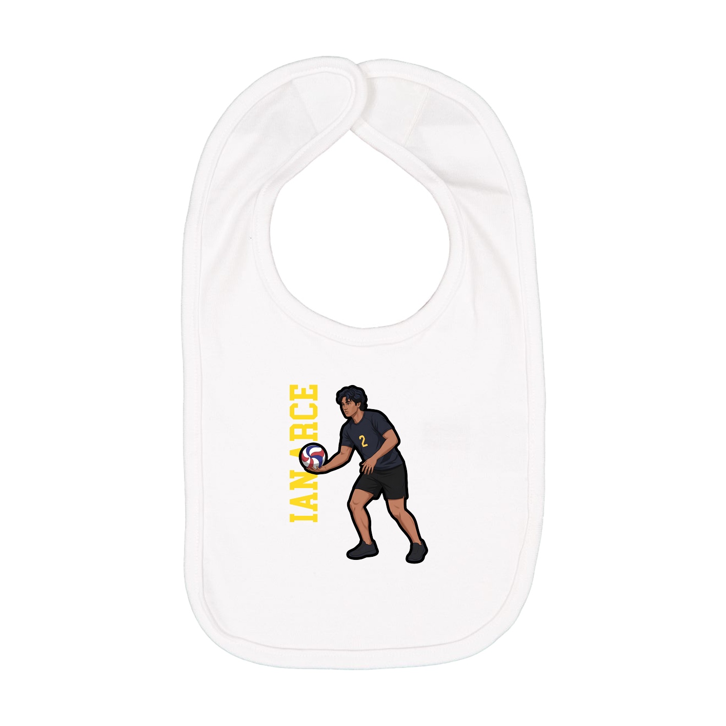 Infant Bib — Name Vertical in White