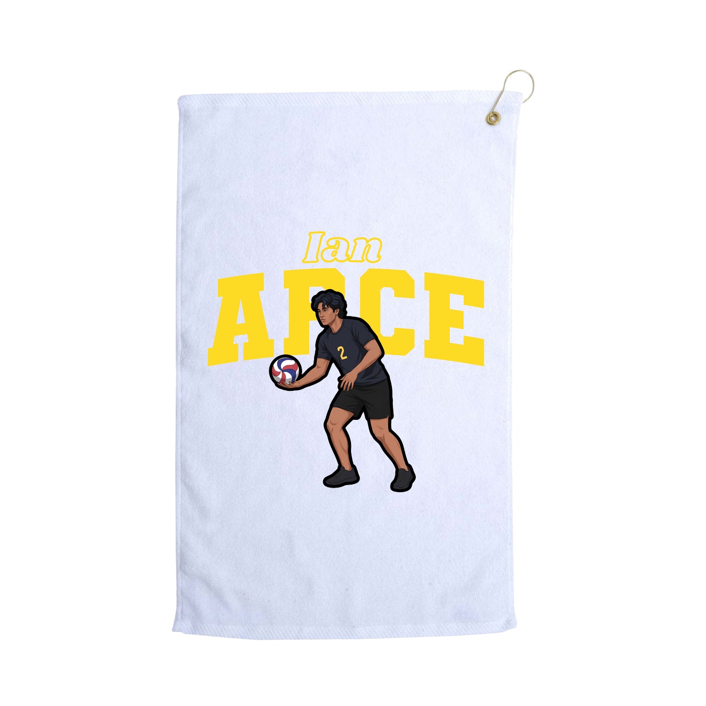 Golf Towel — Name Arch in White