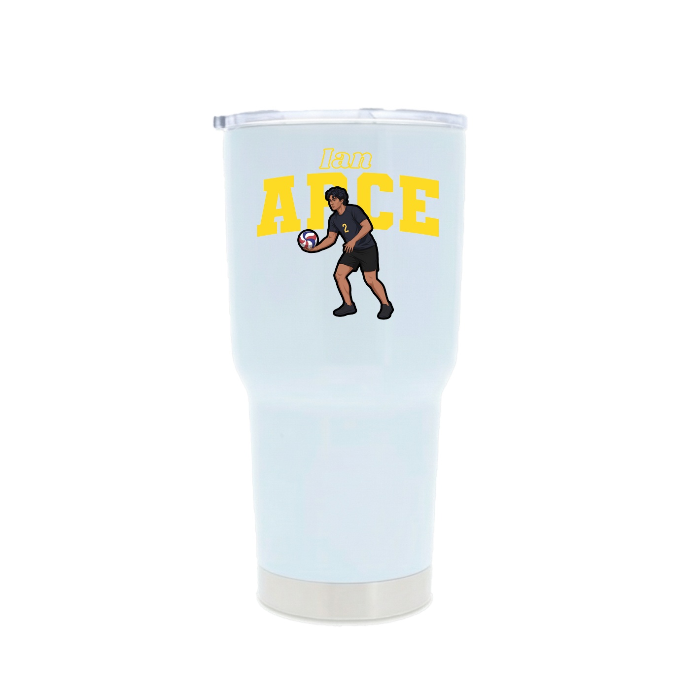 30oz Stainless Steel Tumbler — Name Arch in White