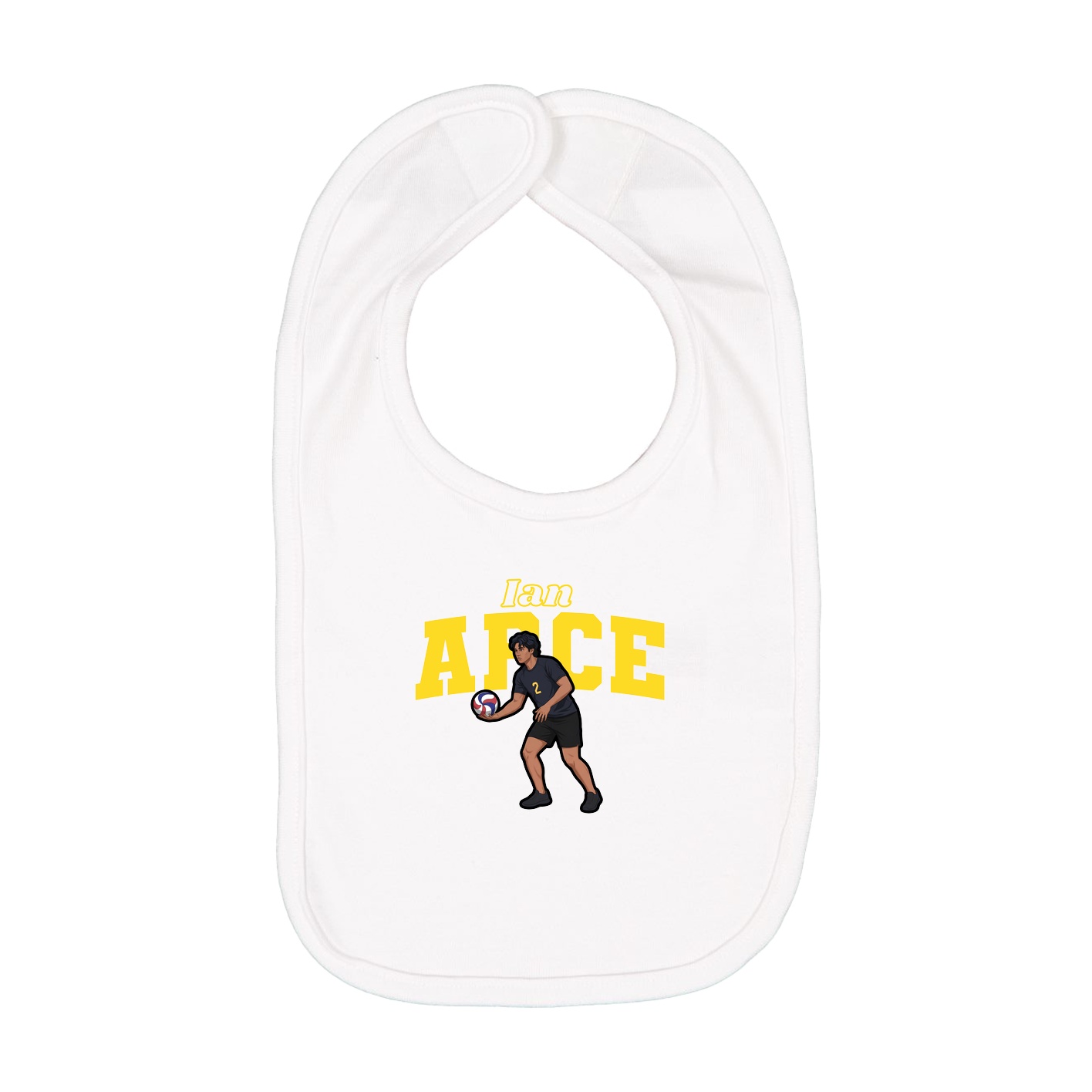 Infant Bib — Name Arch in White
