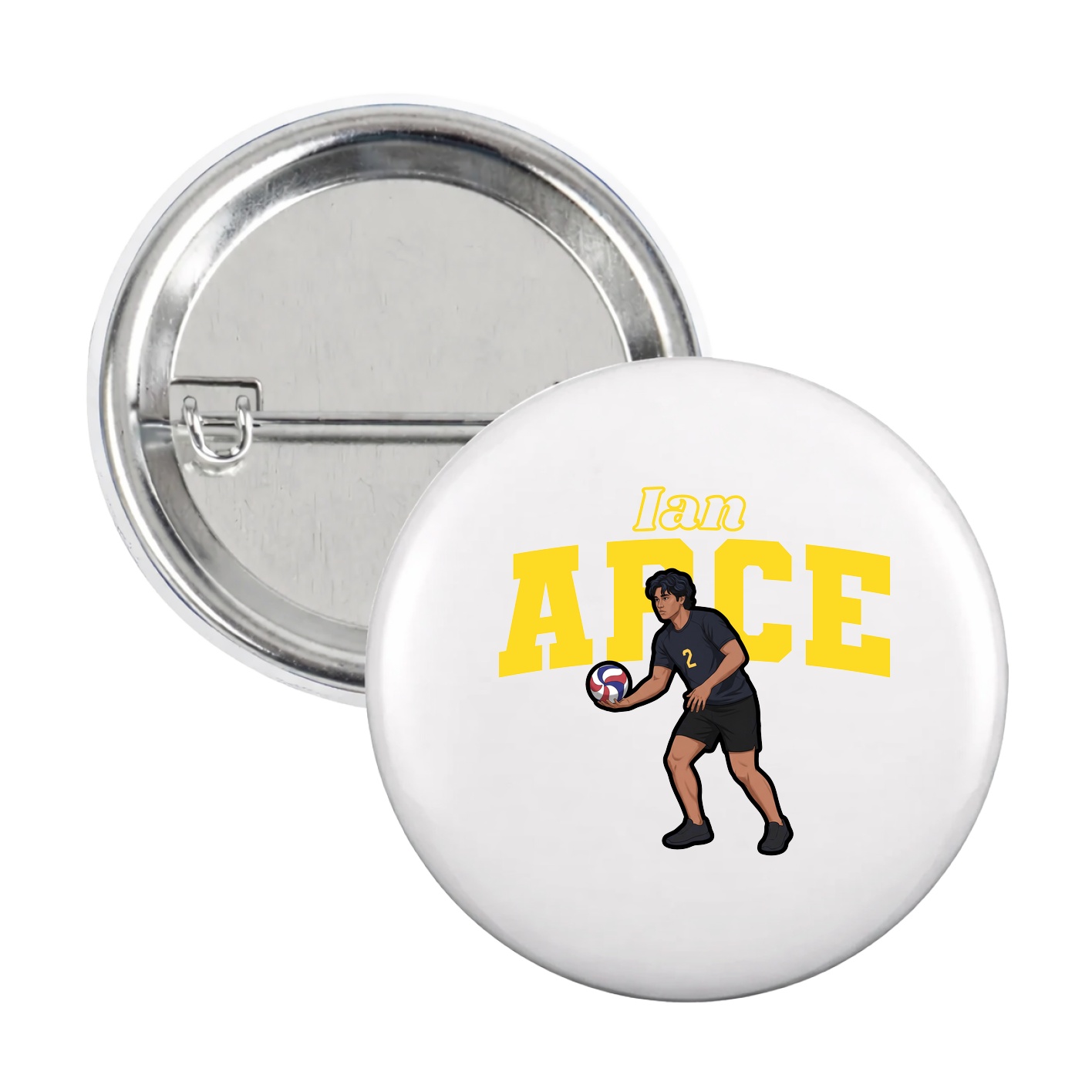 Game Day Button — Name Arch in White