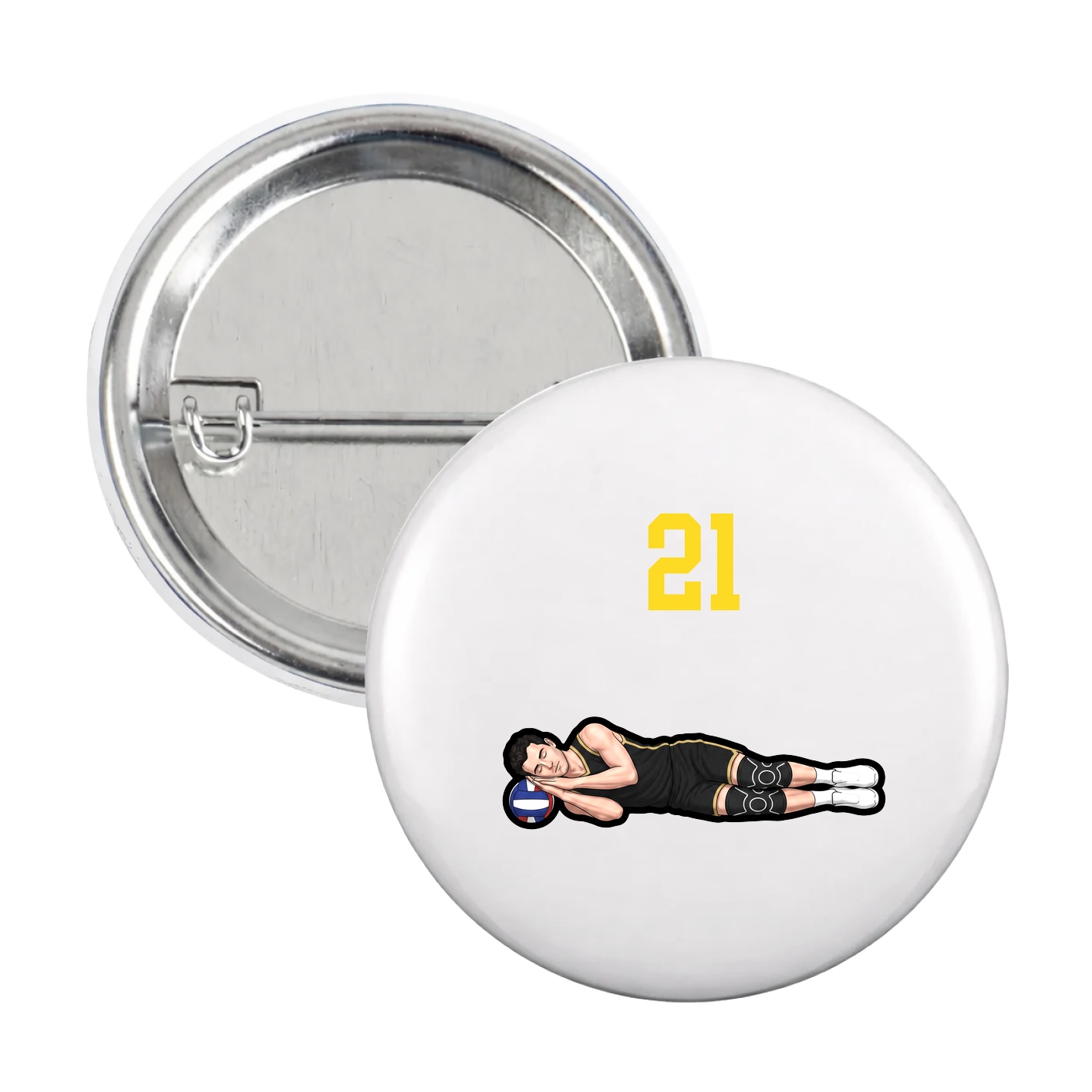 Game Day Button — Number Top in White