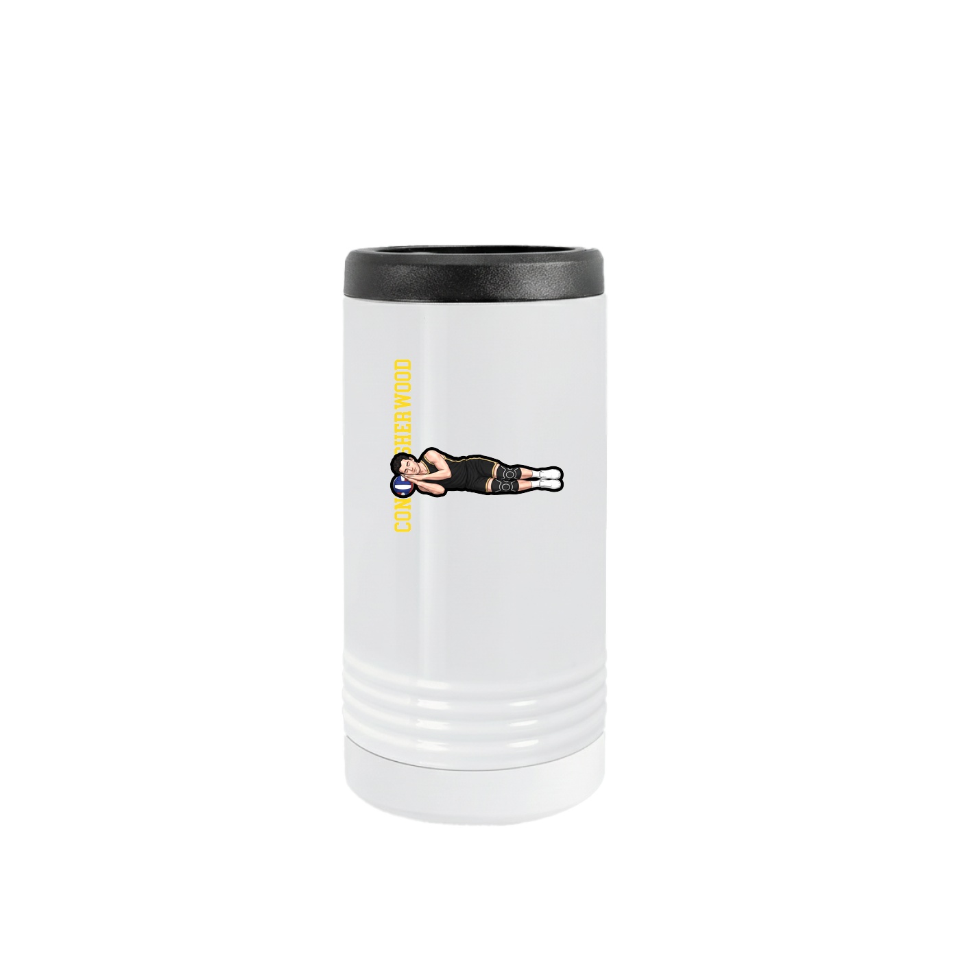 Slim Beverage Holder — Name Vertical in White