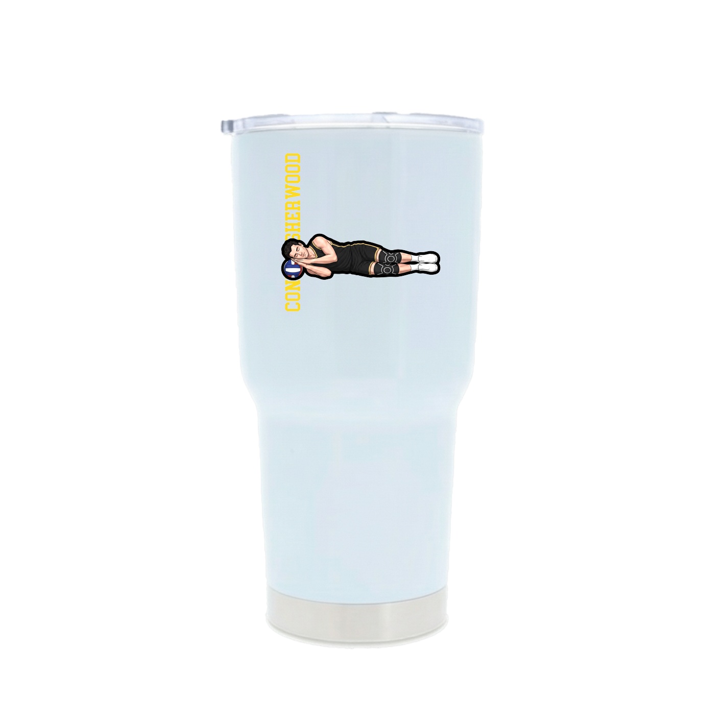 30oz Stainless Steel Tumbler — Name Vertical in White
