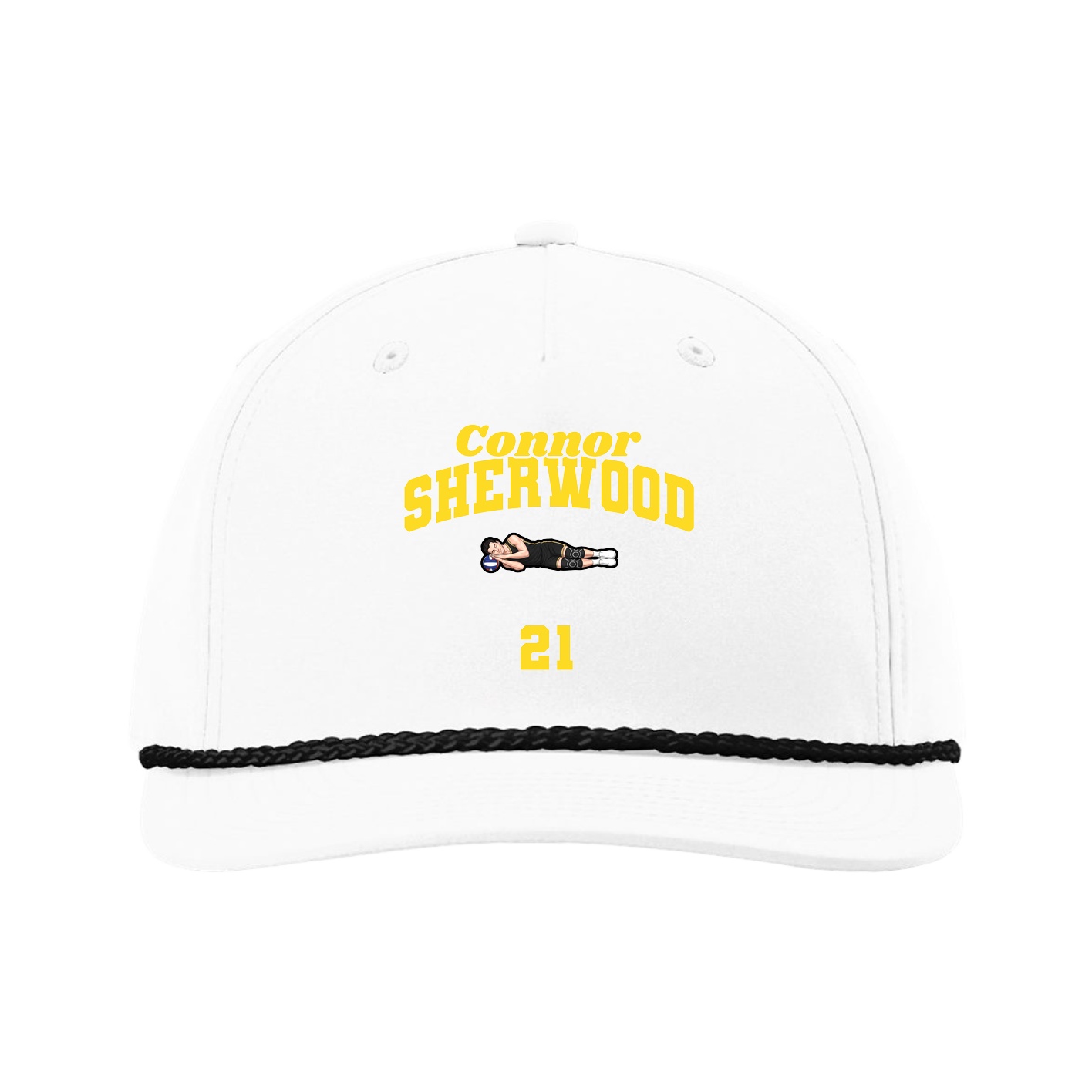 Five-Panel Classic Rope Cap — Signature Arch in White