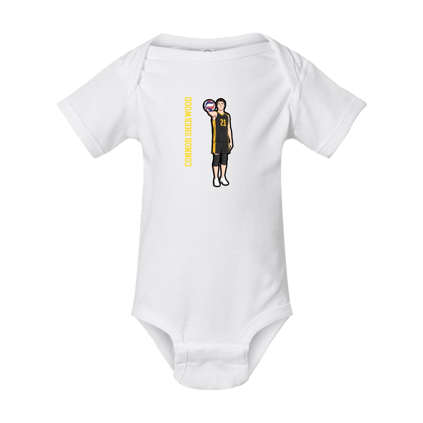 Baby Onesie — Name Vertical in White