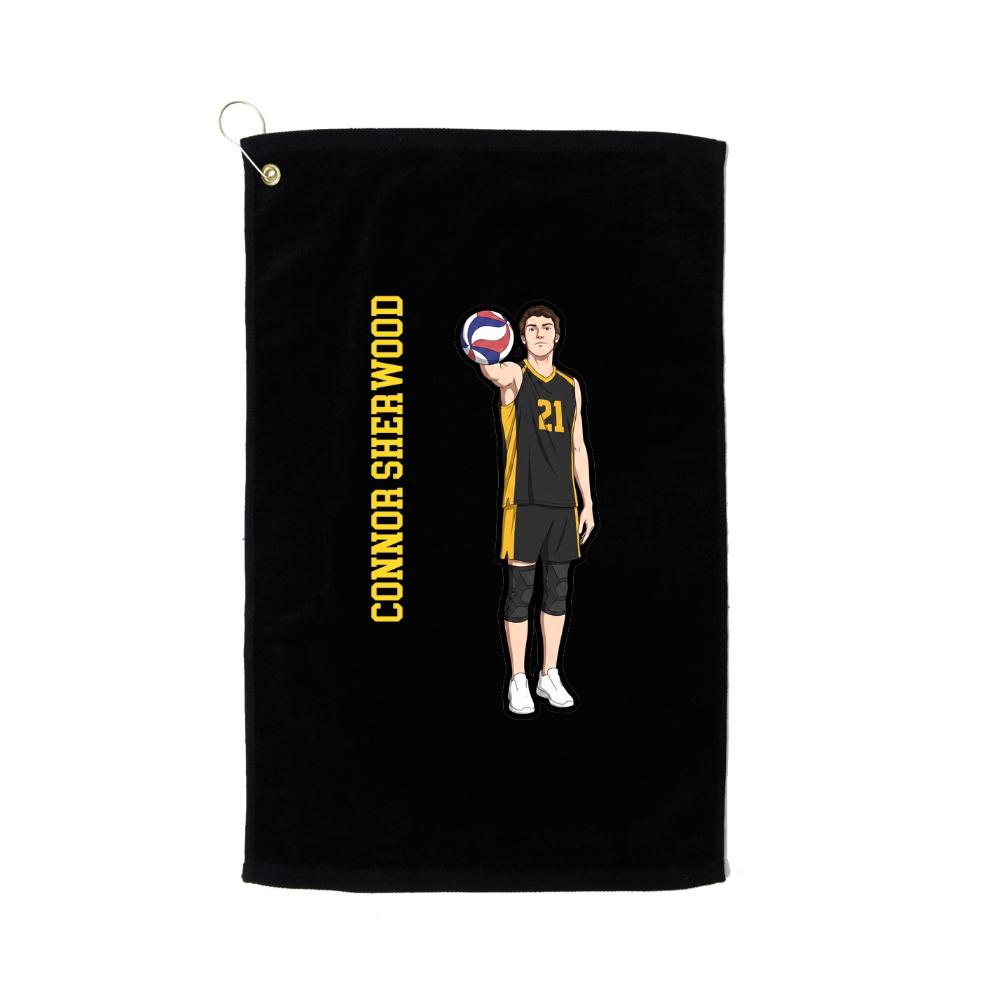 Golf Towel — Name Vertical in Black