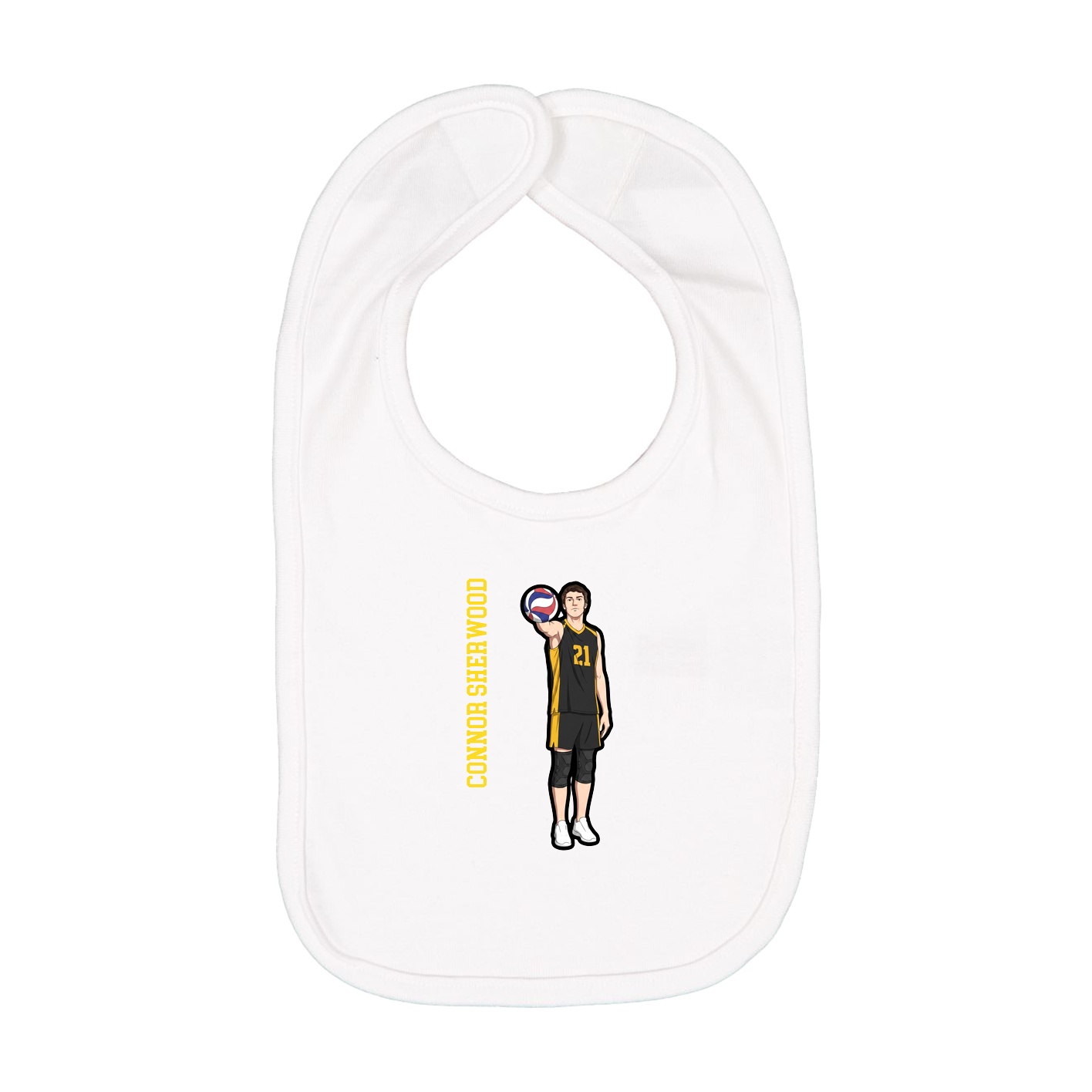 Infant Bib — Name Vertical in White