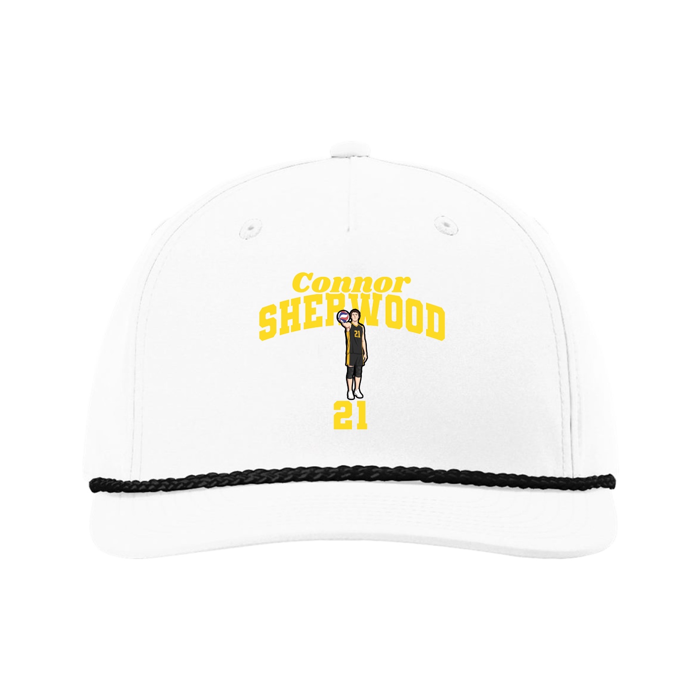Five-Panel Classic Rope Cap — Signature Arch in White