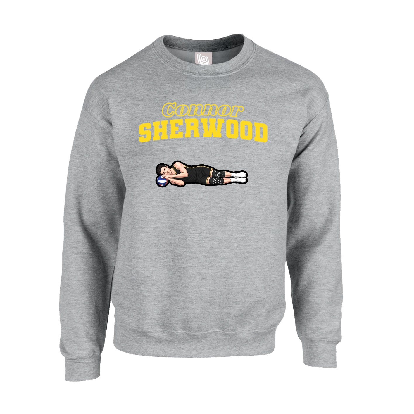 Fleece Crew — Name Arch in Grey