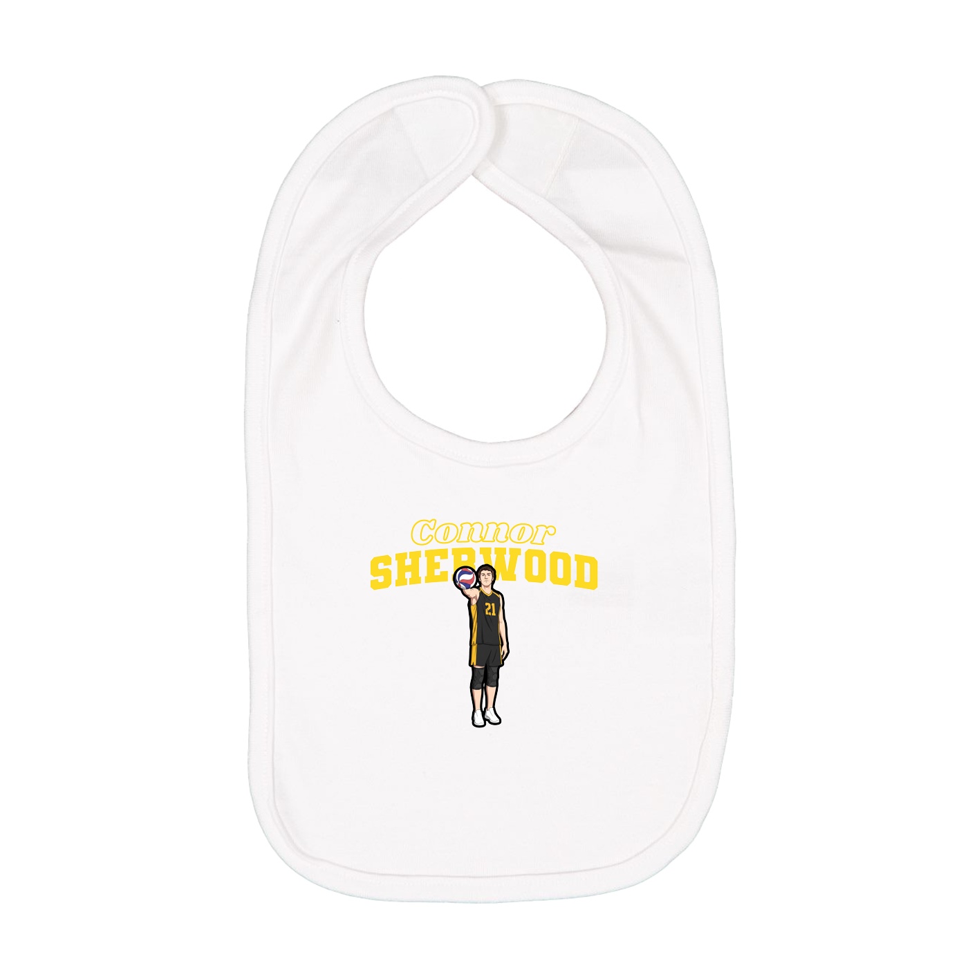 Infant Bib — Name Arch in White