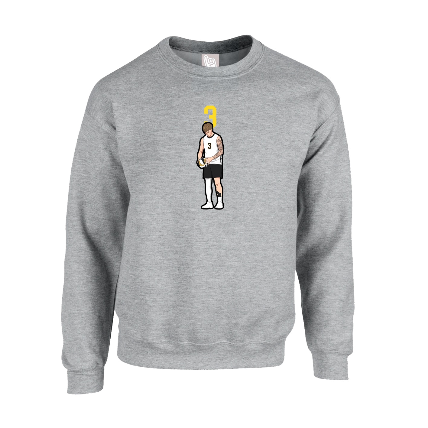 Fleece Crew — Number Top in Grey