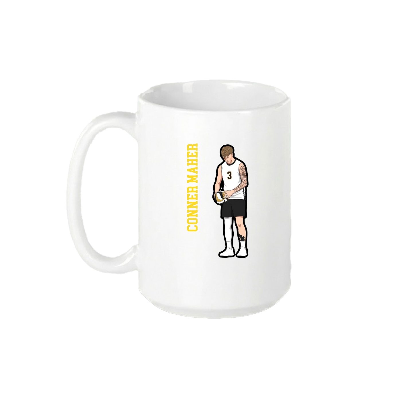15oz Coffee Mug — Name Vertical in White