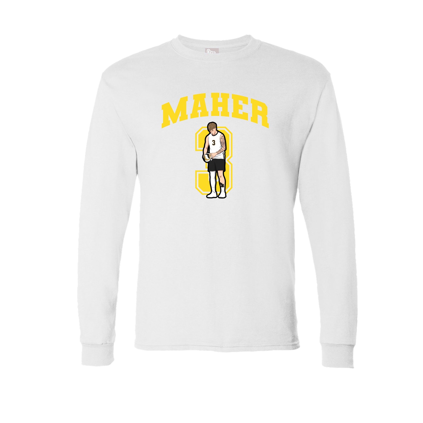 Long Sleeve Tee — Number in White