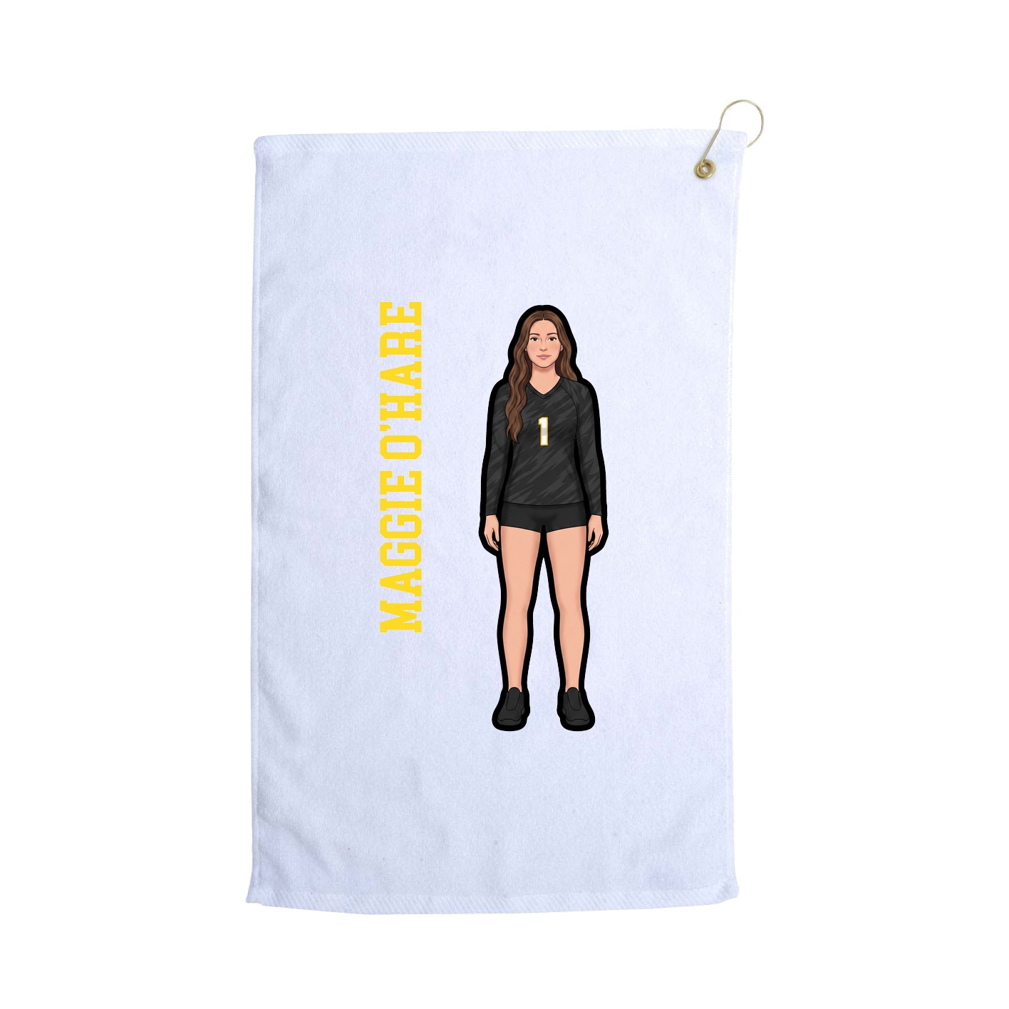 Golf Towel — Name Vertical in White