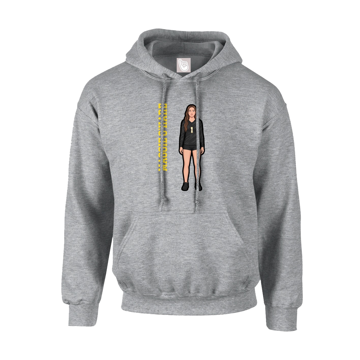 Youth Hoodie — Name Vertical in Grey
