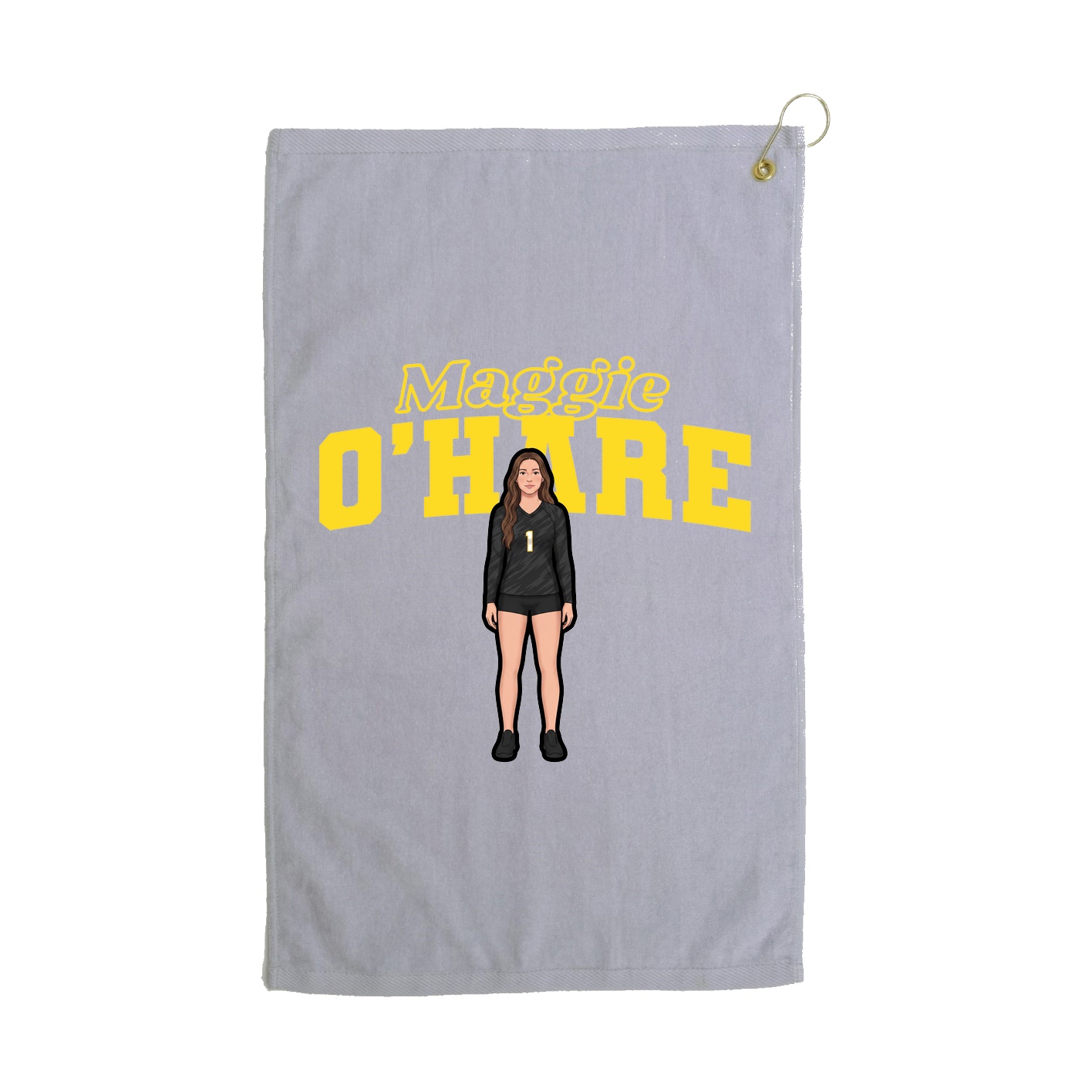 Golf Towel — Name Arch in Grey
