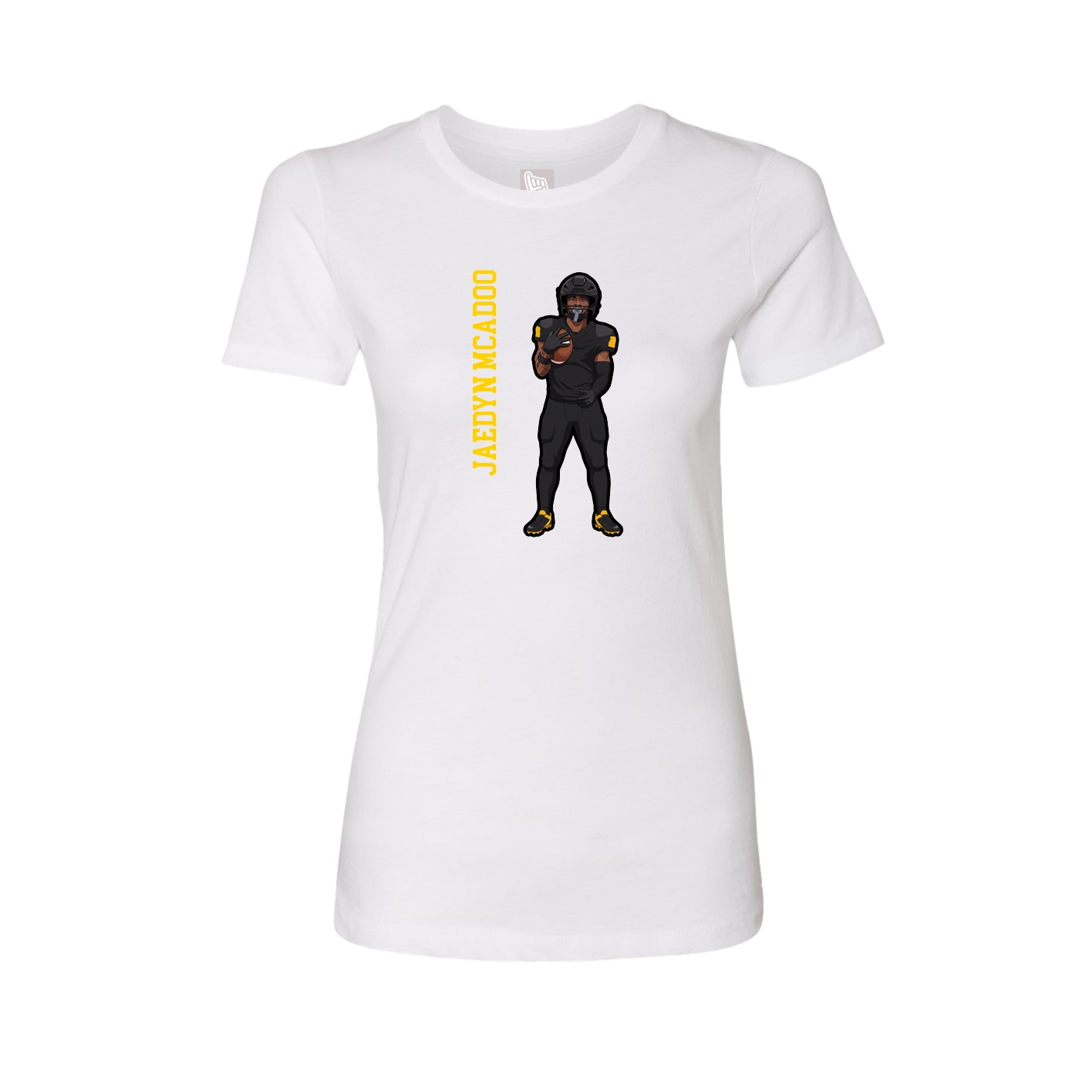 Fitted Women's Tee — Name Vertical in White