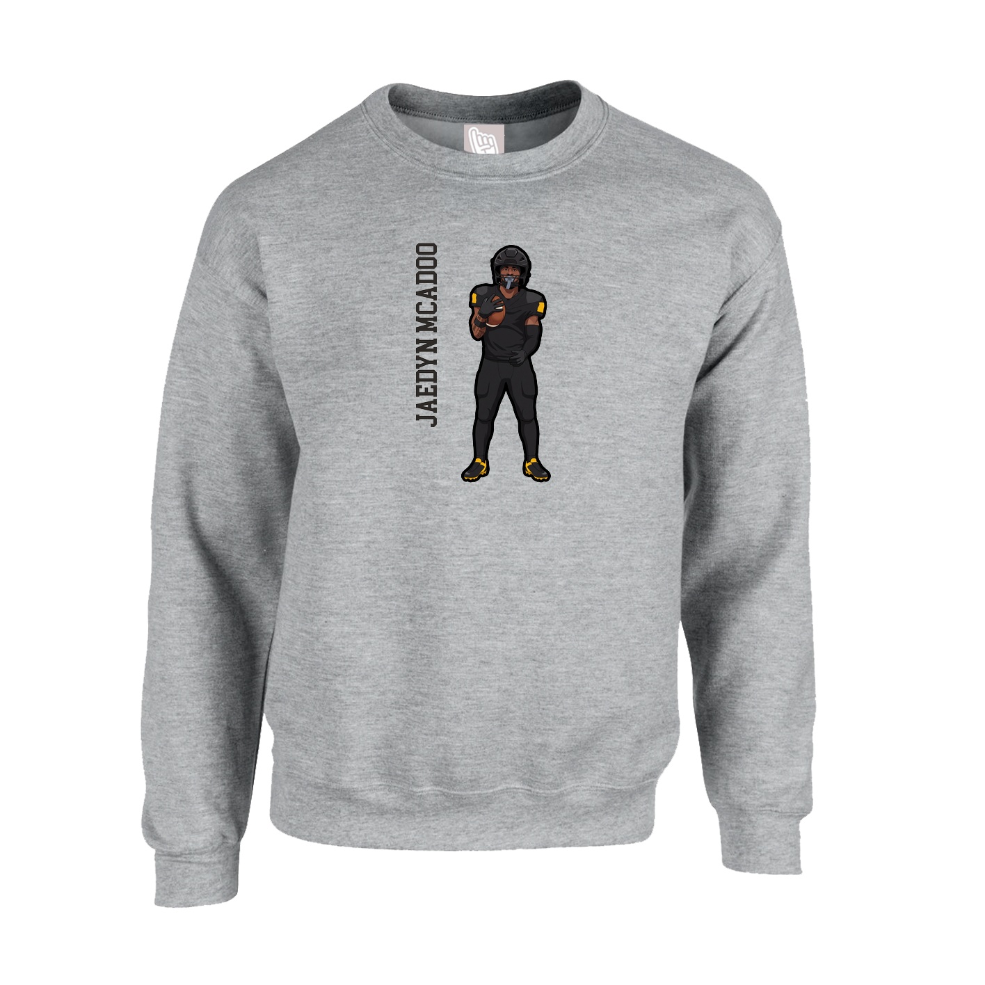 Fleece Crew — Name Vertical in Grey
