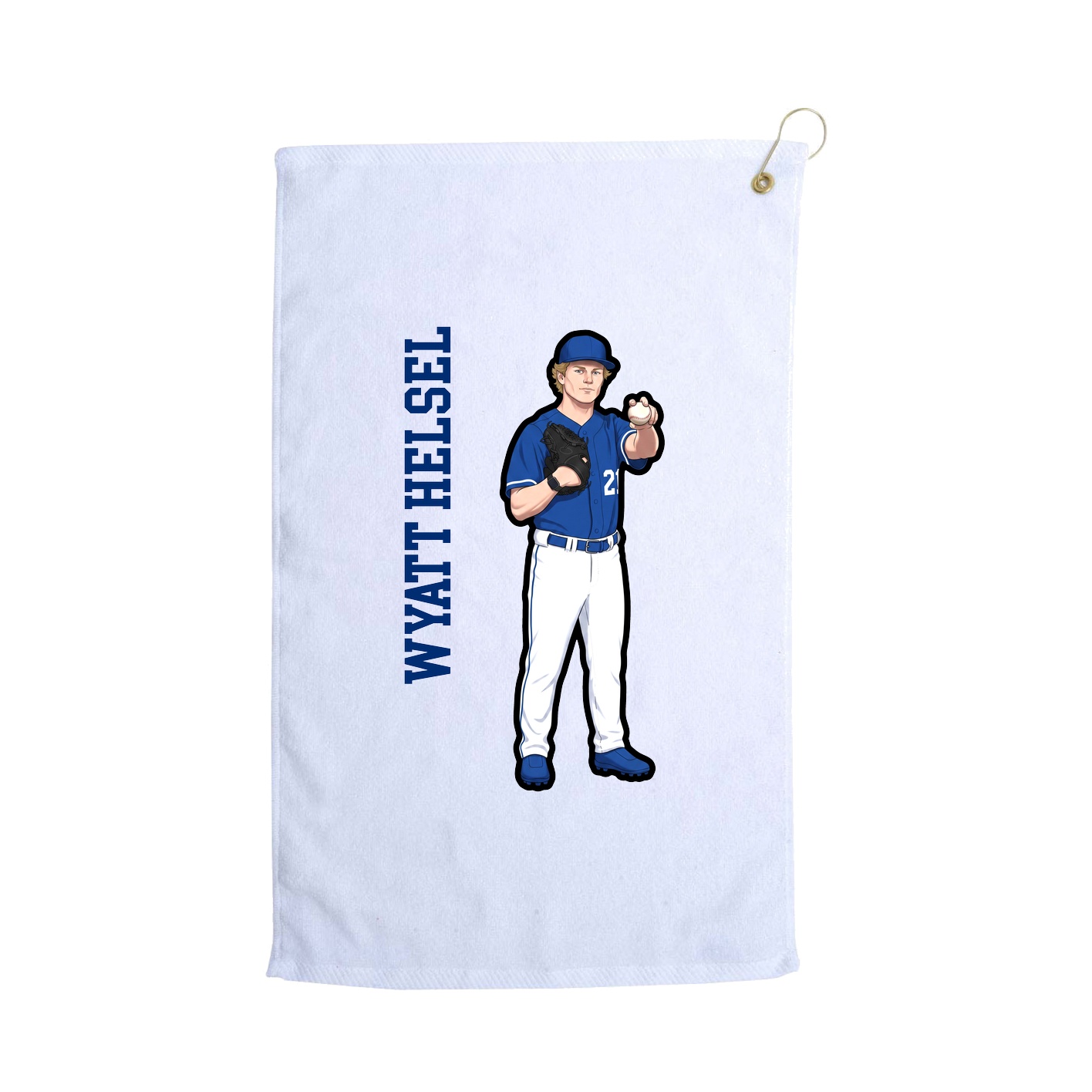 Golf Towel — Name Vertical in White