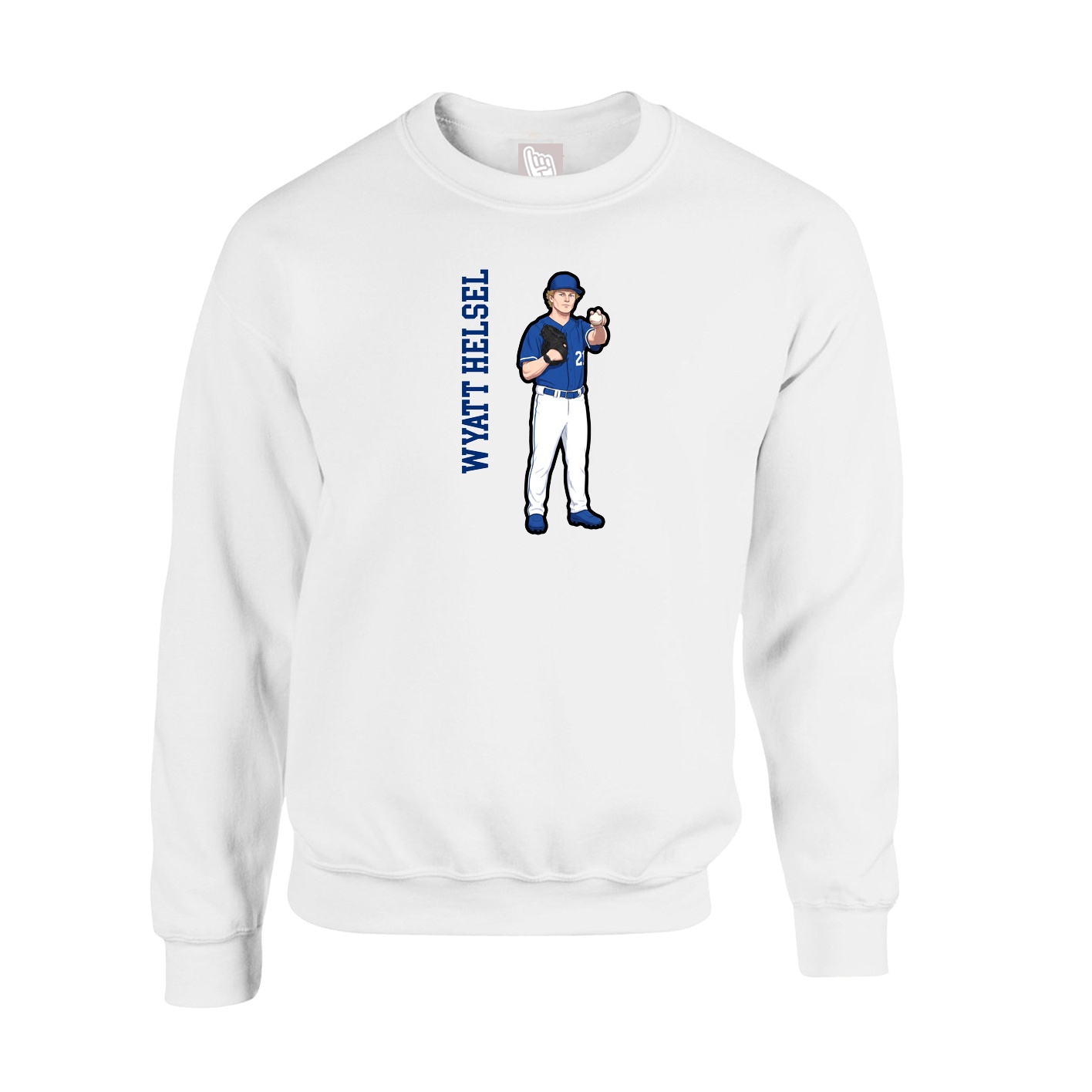 Fleece Crew — Name Vertical in White